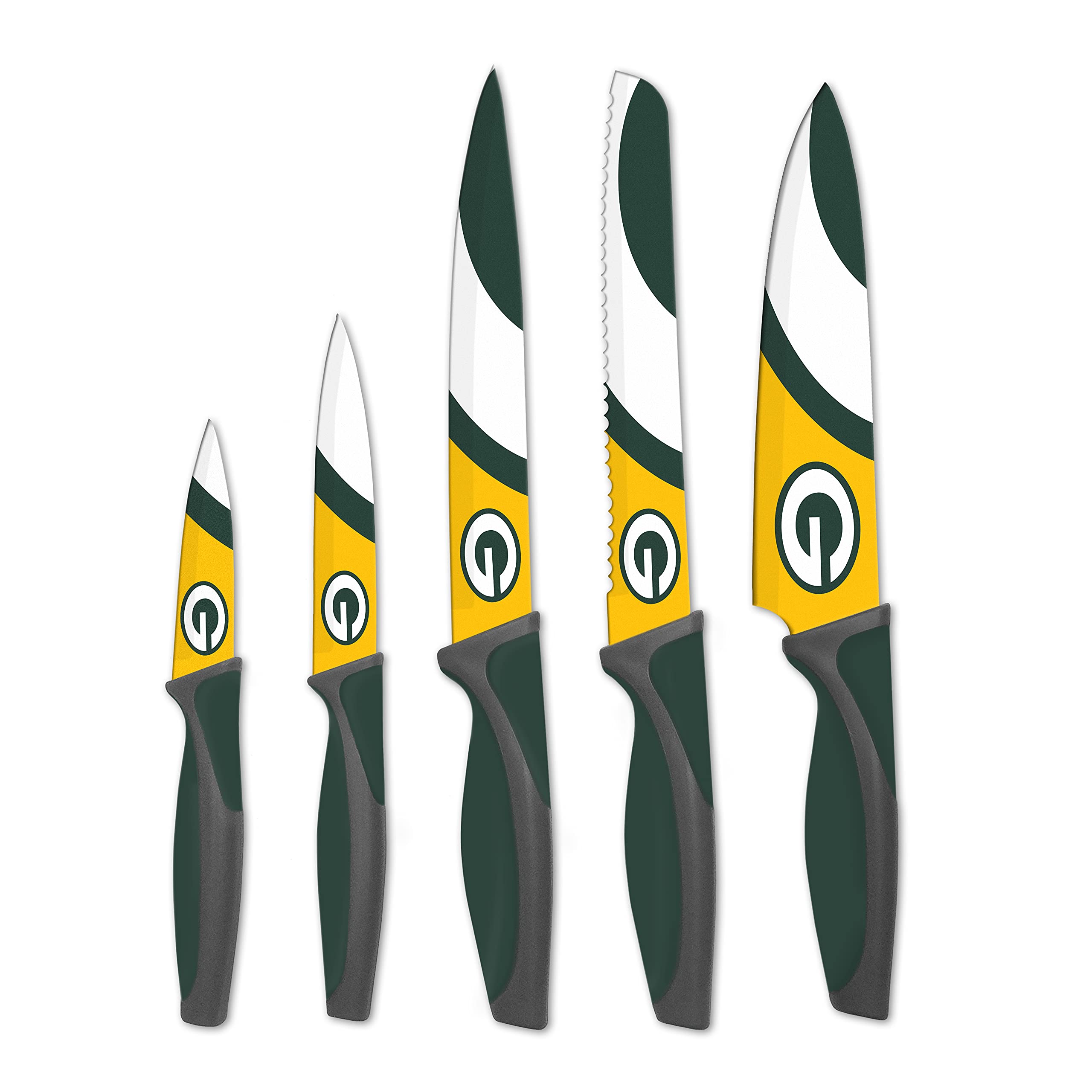 Premium NFL Green Bay Packers Themed Kitchen Knife Set - Officially Licensed Cutlery for Packers Fans - Perfect for Game Day Cooking, Tailgating & Home Kitchen Use