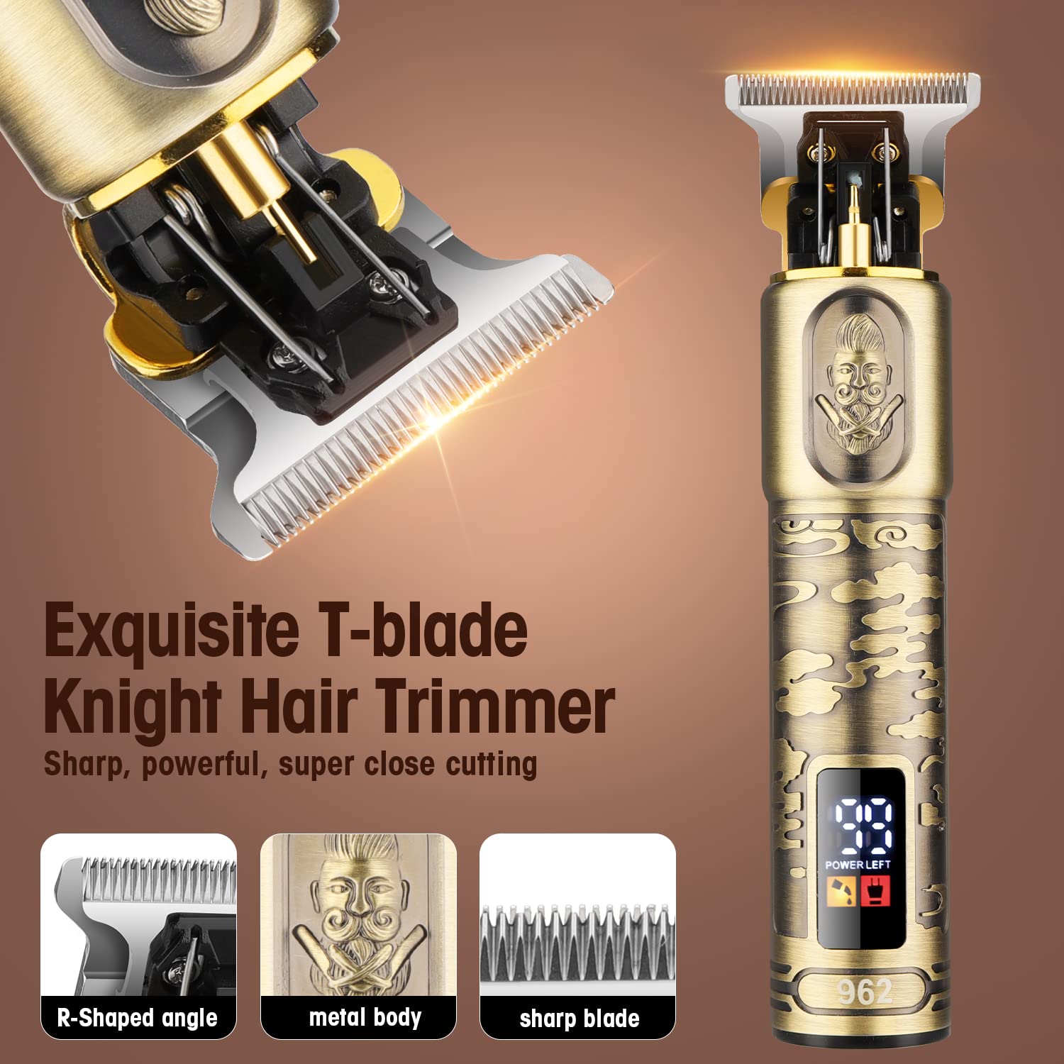 Professional Cordless Hair Clippers for Men - Rechargeable Beard & Nose Trimmer Set with LCD Display | Barber Grooming Kit for Home & Travel Use