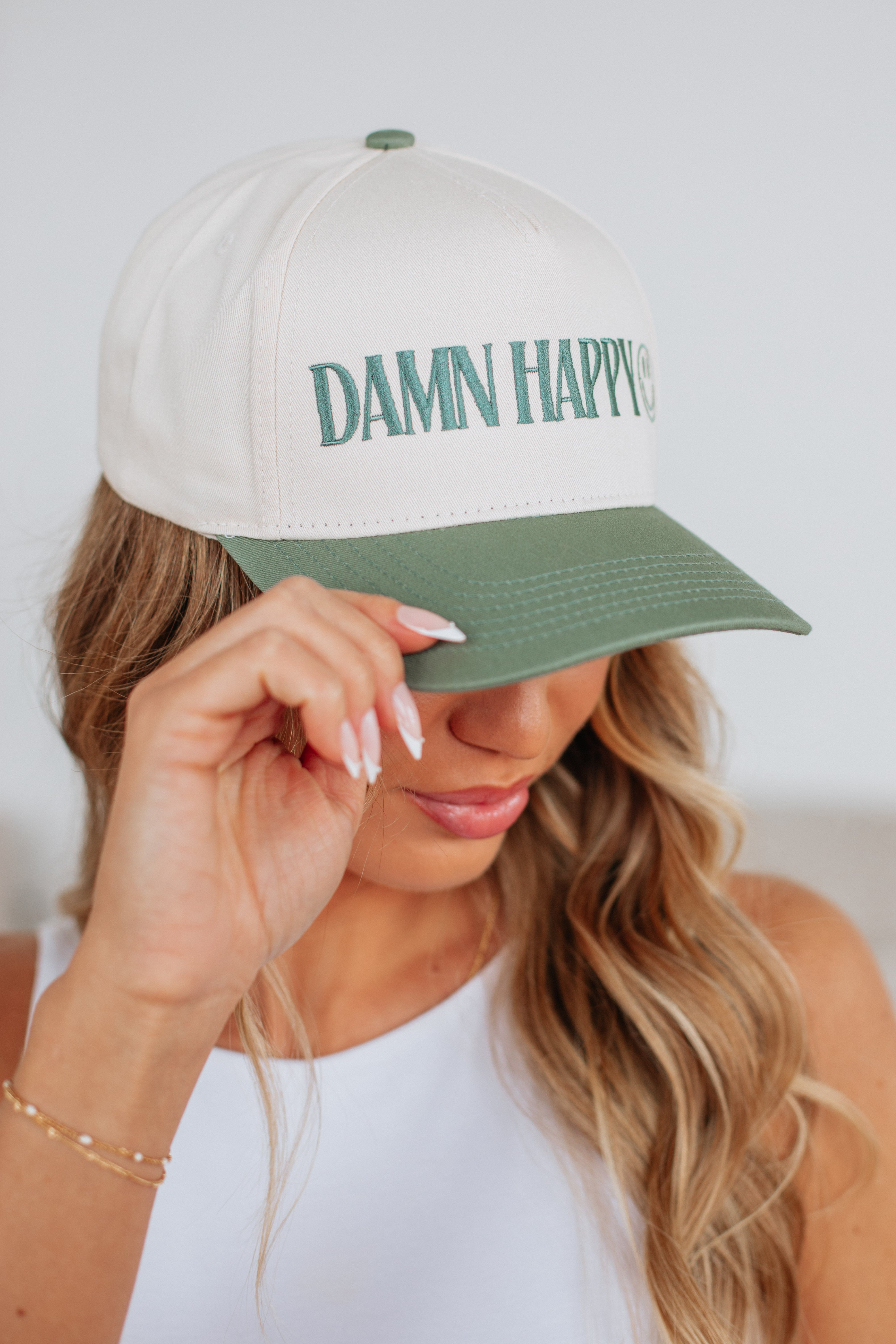 Damn Happy Trucker Hat - Adjustable Snapback Cap for Men & Women - Perfect for Outdoor Activities, Sports, and Casual Wear
