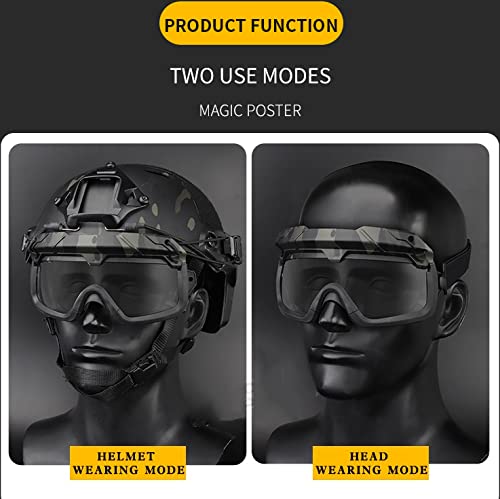 Tactical Airsoft Helmet with Safety Goggles & Half Face Mask - Military Style Paintball & Airsoft Protective Gear for CS, Airsoft Games, Outdoor Sports & Tactical Training