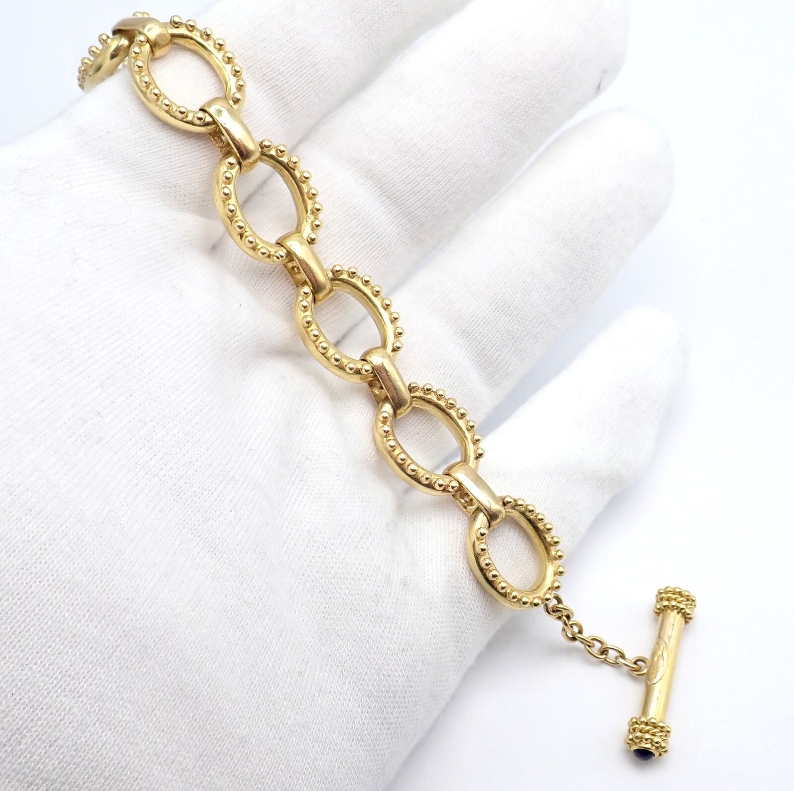 Authentic Elizabeth Locke 18k Yellow Gold Sapphire Medium Link Toggle Bracelet - Elegant Jewelry for Women, Perfect Gift for Anniversary, Birthday & Special Occasions