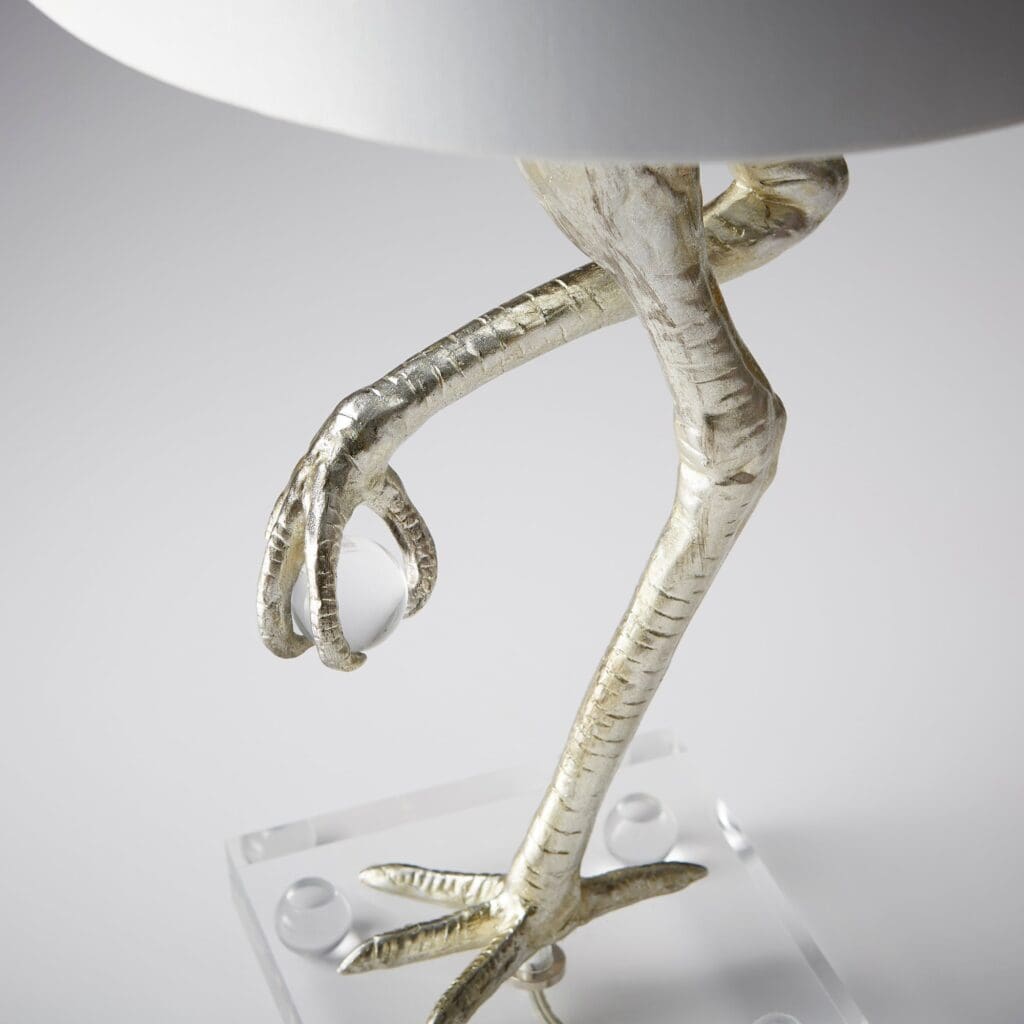 Cyan Design 10362 Ibis Table Lamp - Silver Leaf Finish, Medium Size for Living Room, Bedroom, or Office Decor