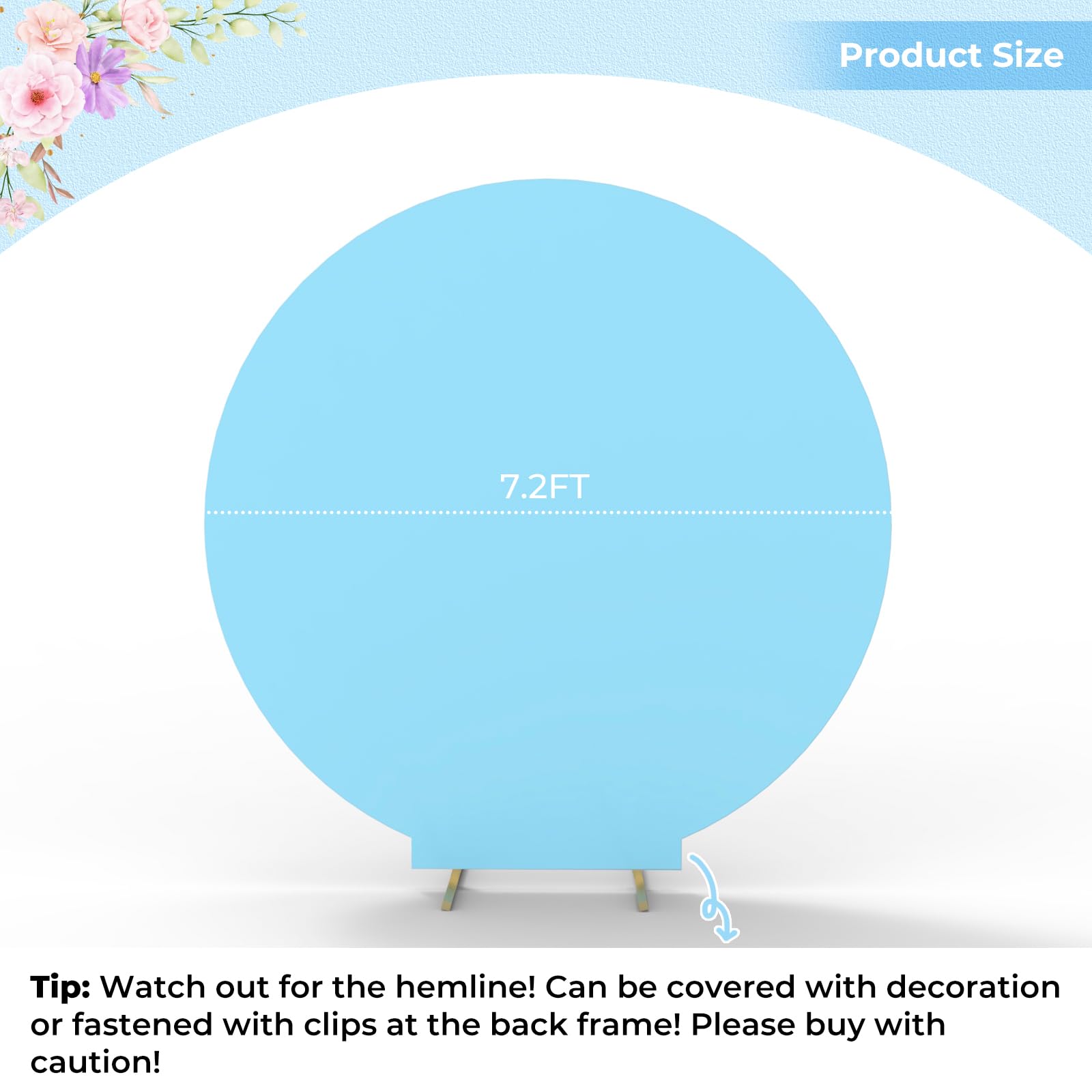 Babenest 7.2FT Baby Blue Round Backdrop Cover - 2-Sided Spandex Circle Balloon Arch Stand for Party, Wedding, Birthday, Baby Shower & Anniversary Decorations | Perfect for Photo Booths, Event Backdrops & Celebration Decor