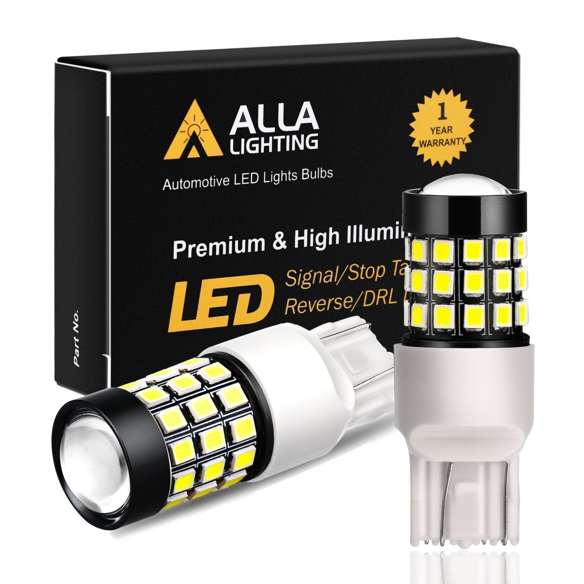 7443 7440 LED Bulbs - 39 SMD 2835 Chips, 6000K Cool White/Amber Yellow/Red - Perfect for Car Tail Lights, Turn Signals & Interior Lighting