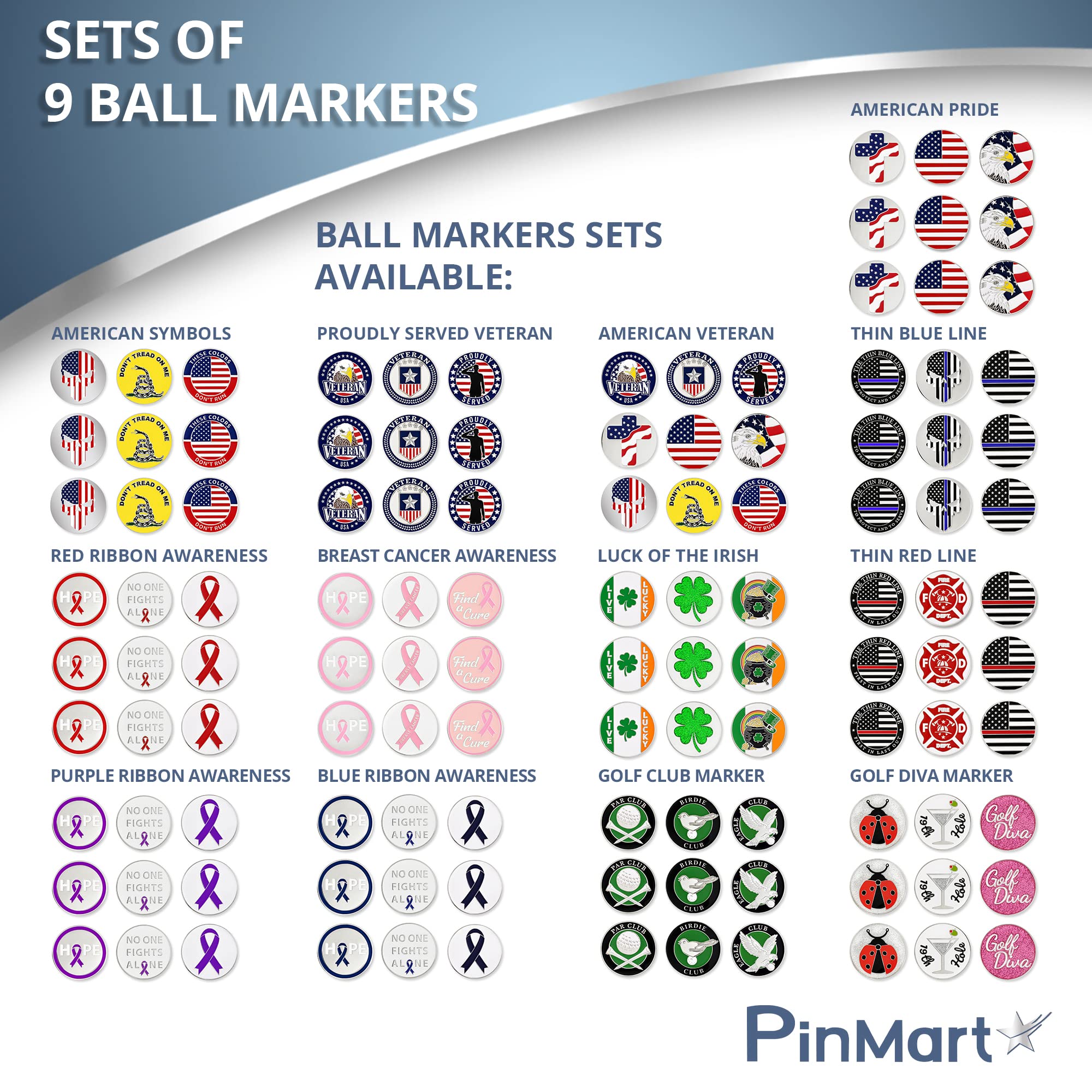 Premium Golf Ball Markers Set of 9 - Magnetic US Eagle & American Flag Markers for Men & Women | Perfect for Golf Tournaments, Practice & Gift Giving