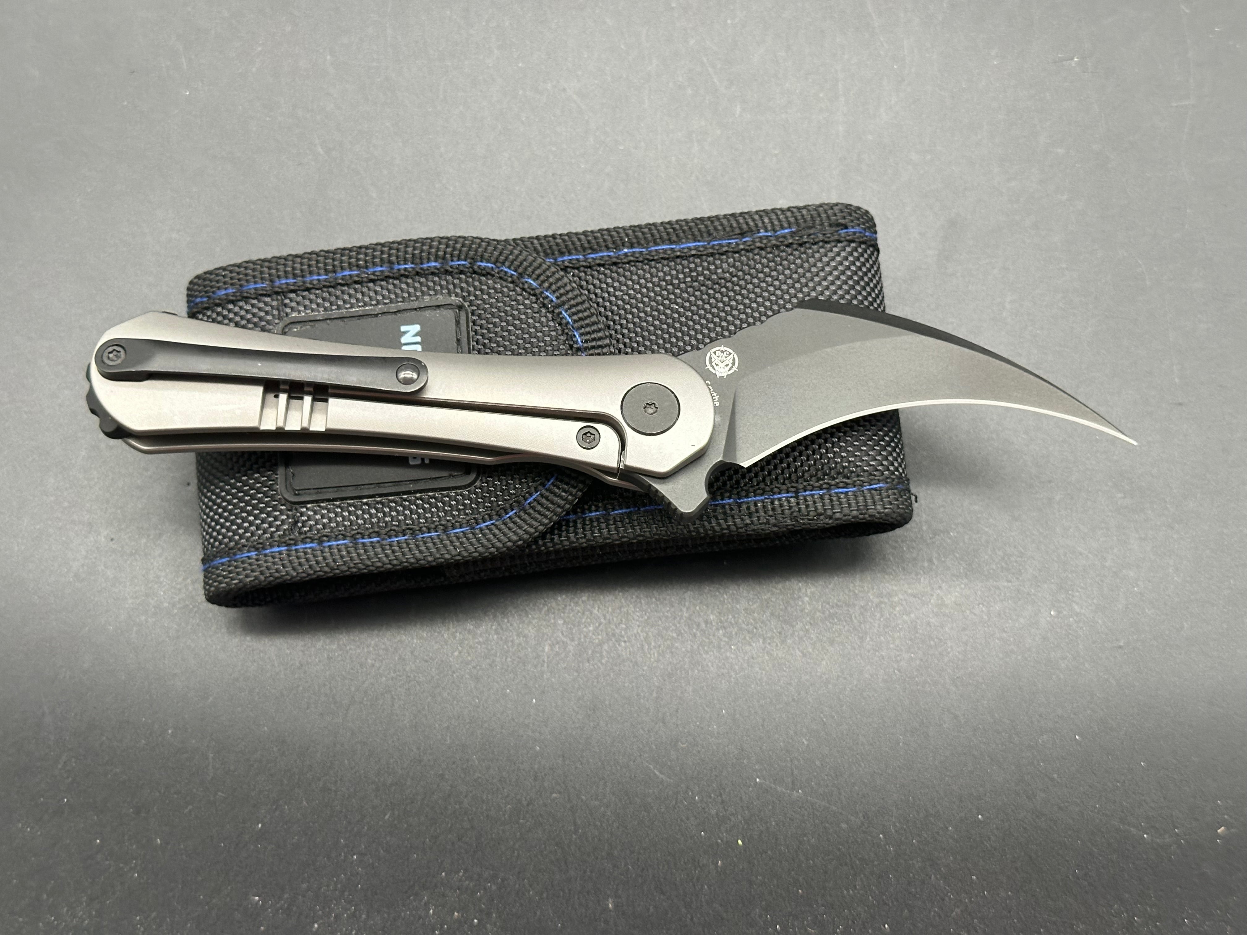 Premium Shieldon Scythe Pocket Knife - S35VN Stainless Steel Blade & 6AL4V Titanium Handle with Frame Lock - Perfect for EDC, Outdoor Survival, Camping & Tactical Use