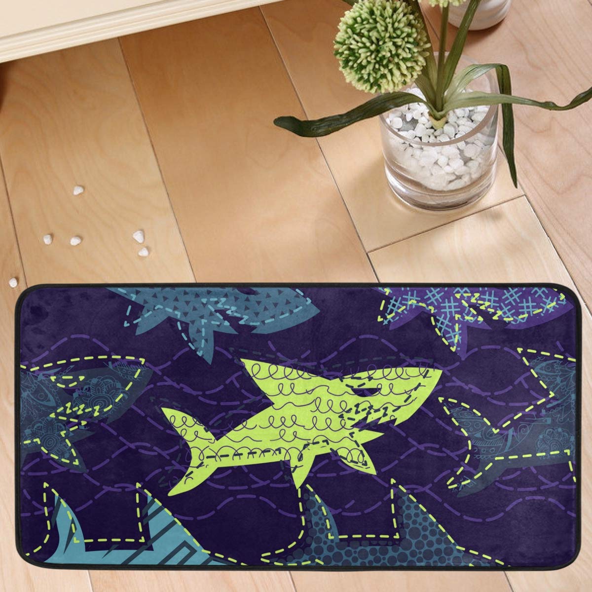 Non-Slip Shark Themed Kitchen & Bath Mat - 20x20 Inch Cushioned Anti-Fatigue Floor Rug, Washable for Home, Bathroom & Farmhouse Decor | Perfect for Kitchen Sink, Shower & High-Traffic Areas