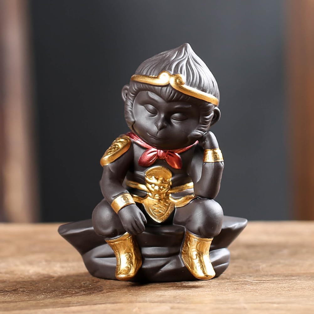 Handmade Chinese Zisha Clay Monkey King Tea Pet Figurine - Unique Water Tea Tray Companion for Kungfu Tea Ceremony | Perfect Gift for Tea Lovers | Enhance Your Tea Brewing Experience at Home or Office