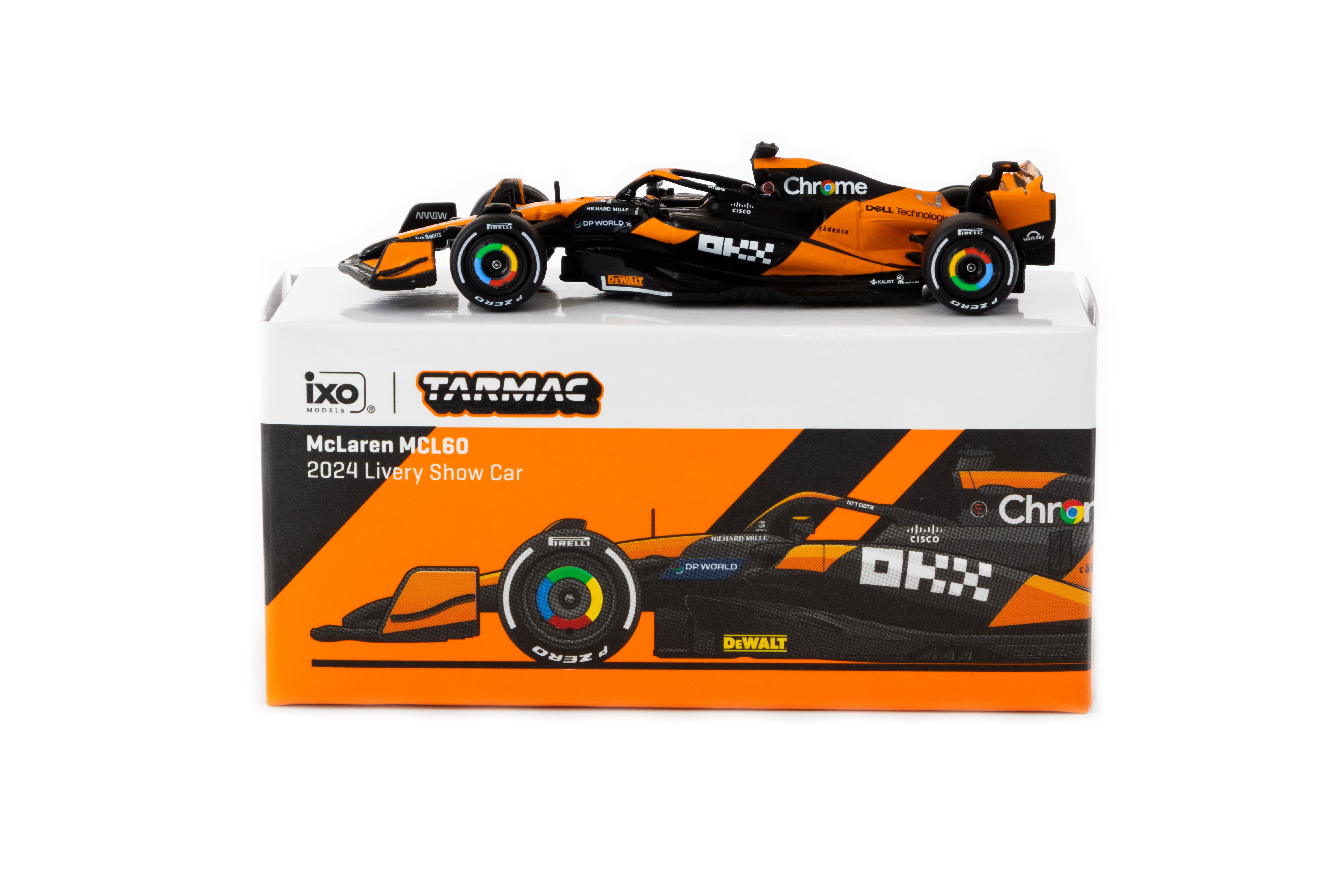 Tarmac Works X iXO Models 1/64 Scale McLaren MCL60 2024 Livery Show Car - Diecast Model Toy for Collectors & Racing Fans - Perfect for Display, Gifts & Racing Enthusiasts