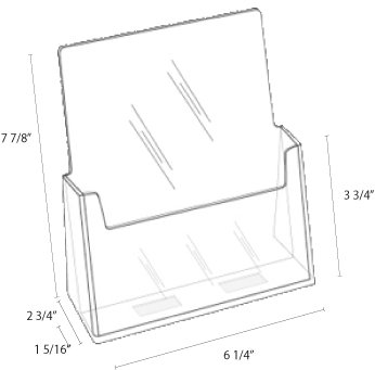 Clear-Ad Acrylic Slant Back Bifold Brochure Holder 6x9 Inches - Half Page 6