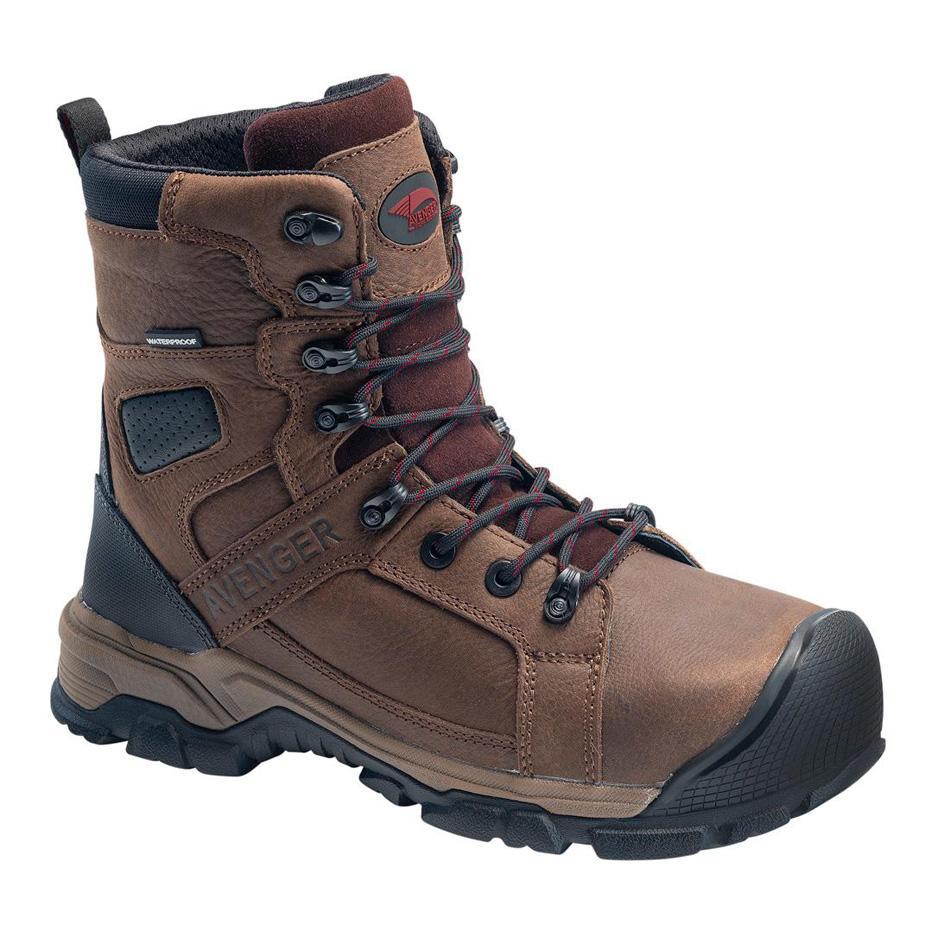 Ripsaw Puncture Resistant Alloy Toe Work Boots - 8 Inch Safety Shoes for Men, Brown - Ideal for Construction, Warehouse & Heavy Duty Work