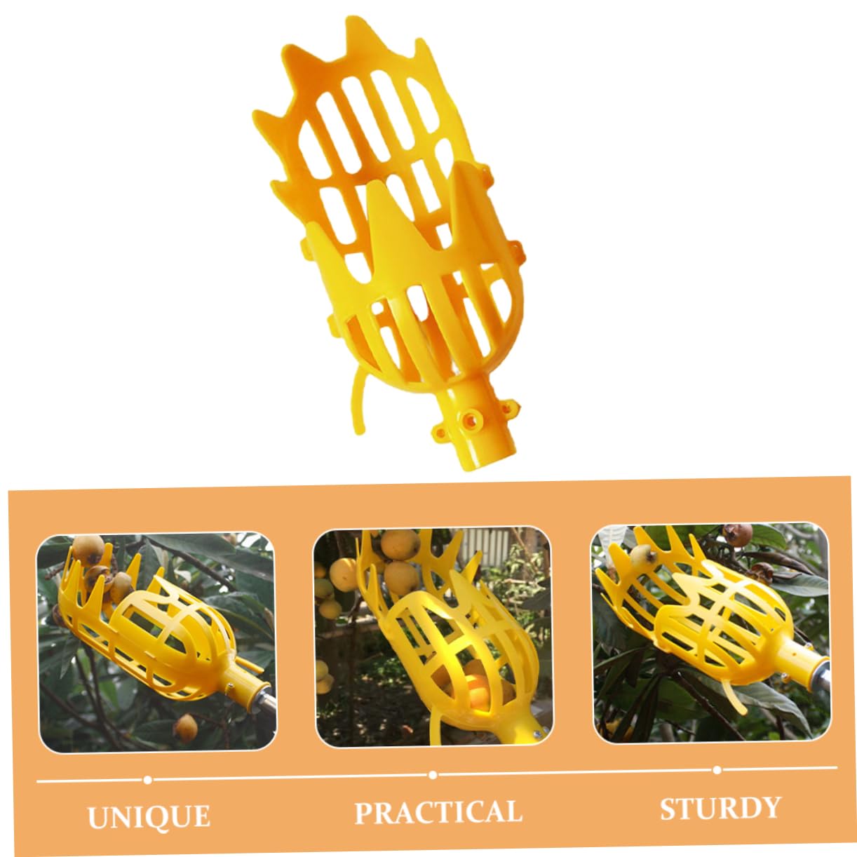 Hemoton Plastic Fruit Picker Basket with Pole - Garden Harvesting Tool for Avocados, Oranges, Mangoes - Lightweight Fruit Catcher for Home Orchards & Farms (Random Color) - Perfect for Harvesting High Tree Fruits Safely