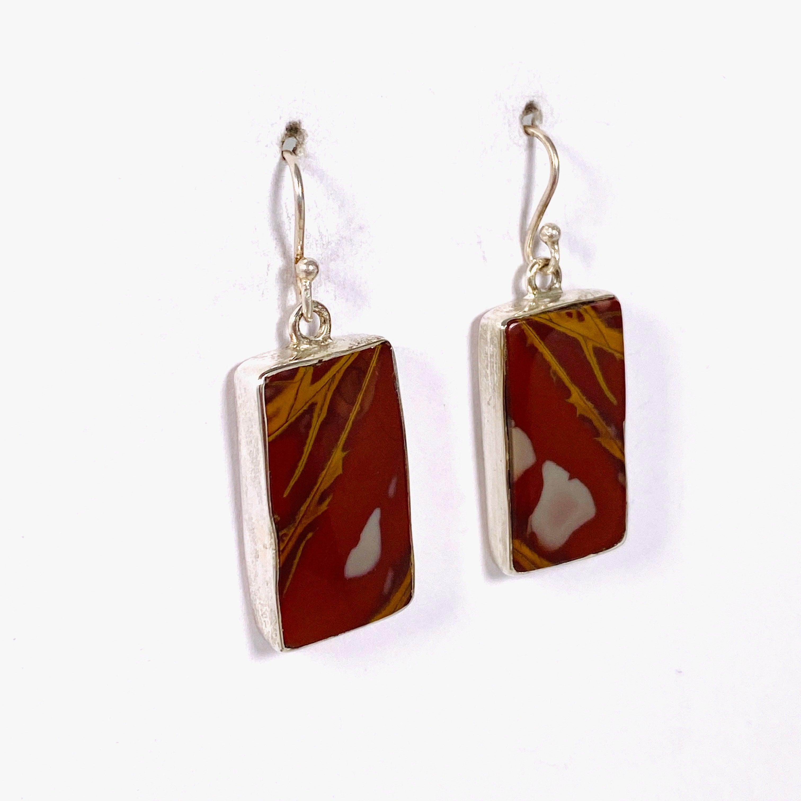 Natural Pilbara Noreena Jasper Rectangular Dangle Earrings - Handmade Gemstone Jewelry for Women - Perfect for Casual Wear, Office & Special Occasions