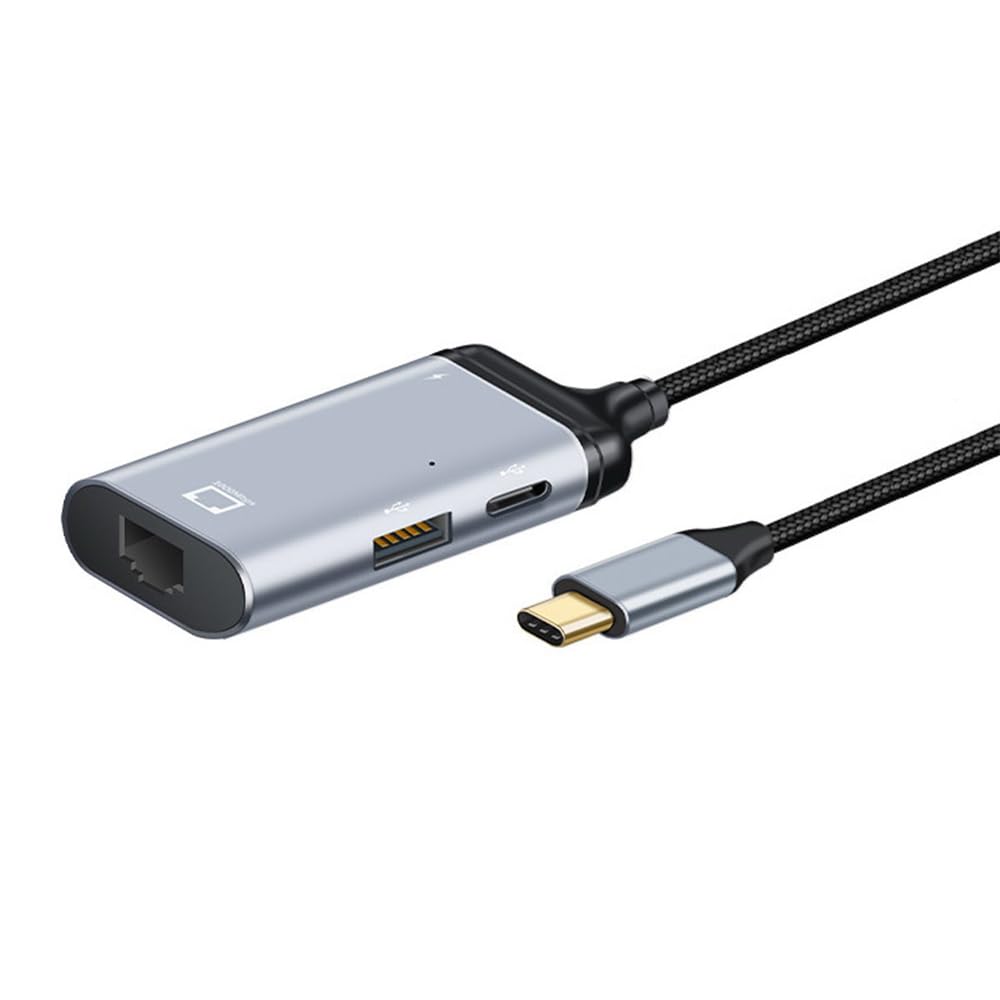NFHK USB-C to Gigabit Ethernet Adapter with PD Power Port - 1000Mbps High-Speed LAN Network Dongle for MacBook Pro, iPad Pro, Surface Laptop - Perfect for Home Office, Gaming & Video Conferencing