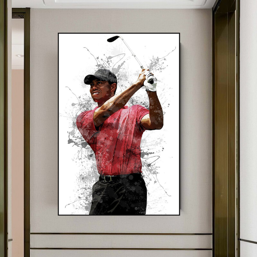 Tiger Woods Canvas Wall Art - Premium Sports Memorabilia for Golf Lovers | Perfect for Home, Office & Man Cave Decor