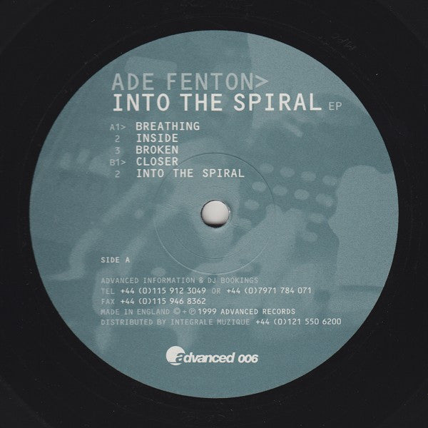 Ade Fenton – Into The Spiral EP 12 Advanced – ADV 006 | Electronic Dance Music Vinyl Record | Perfect for DJ Sets & Music Collectors