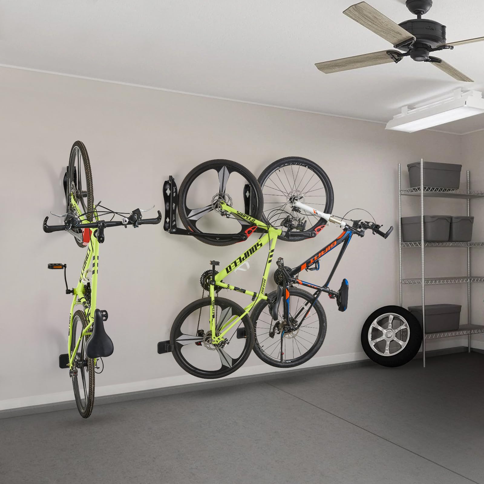Ultrawall BIKEPAL Swivel Bike Racks - Space Saving Wall Mounted Bicycle Storage for Home & Garage (2 Pack) - Perfect for Small Apartments, Urban Living & Organized Bike Storage