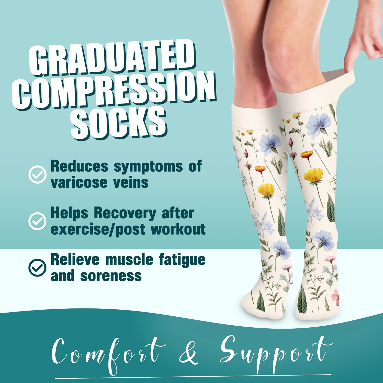 COOLOVER Compression Socks for Women & Men - Best for Circulation, Running, Athletic Recovery, Nursing & Travel - Perfect for Workouts, Long Flights & Medical Professionals