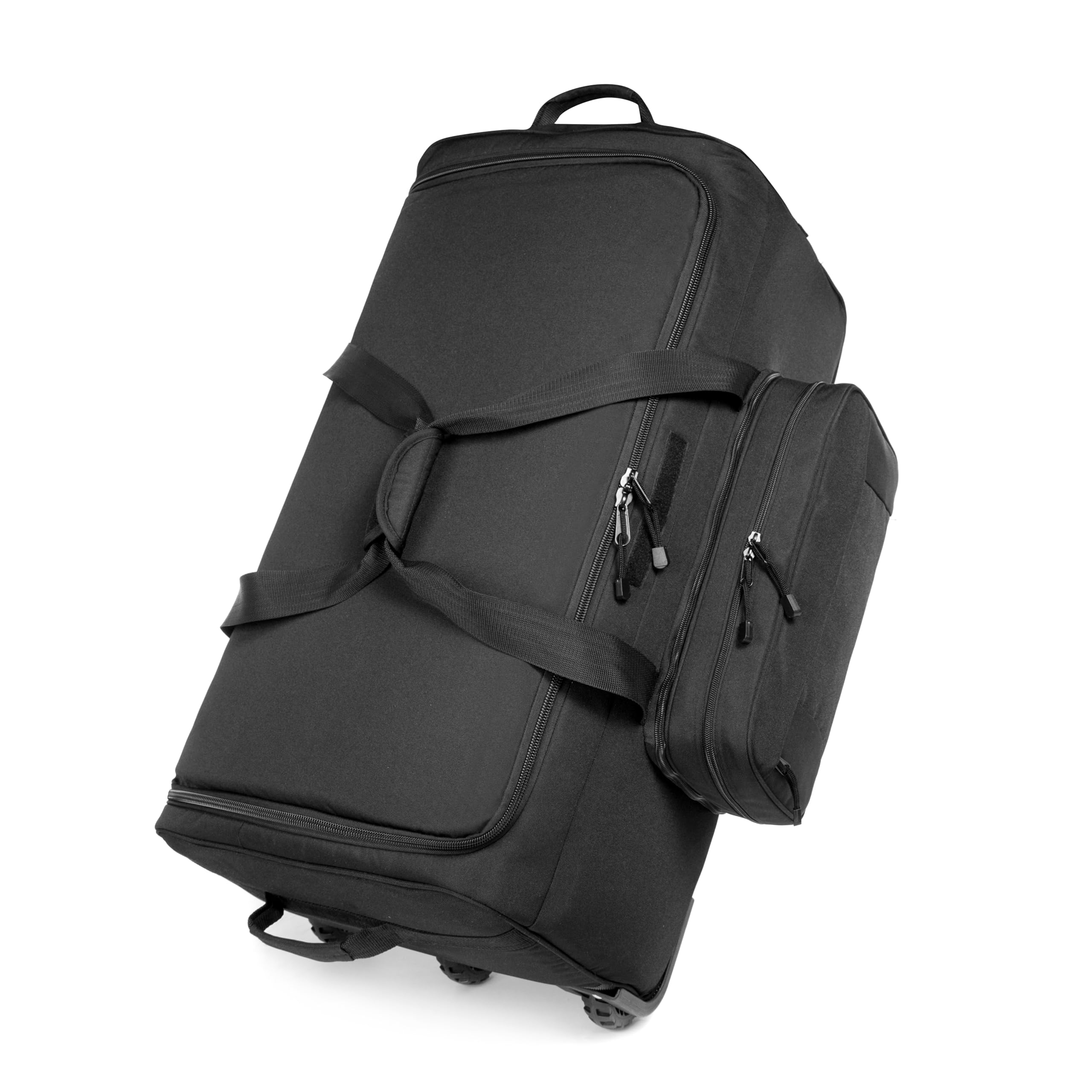 120L Tactical Duffle Bag with Wheels - Large Rolling Military Gear Bag with Handle for Travel, Camping & Outdoor Adventures (Black)