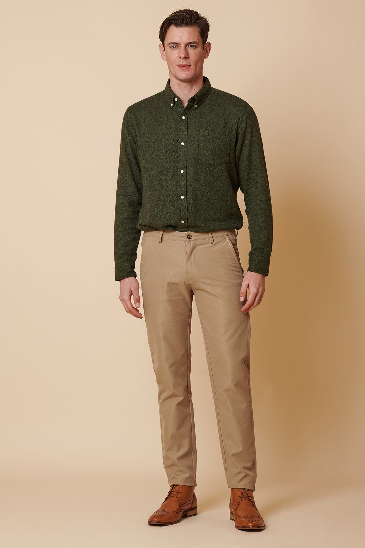 ENZO Men's Casual Sand Chino Pants - Comfortable Slim Fit for Office, Travel & Everyday Wear