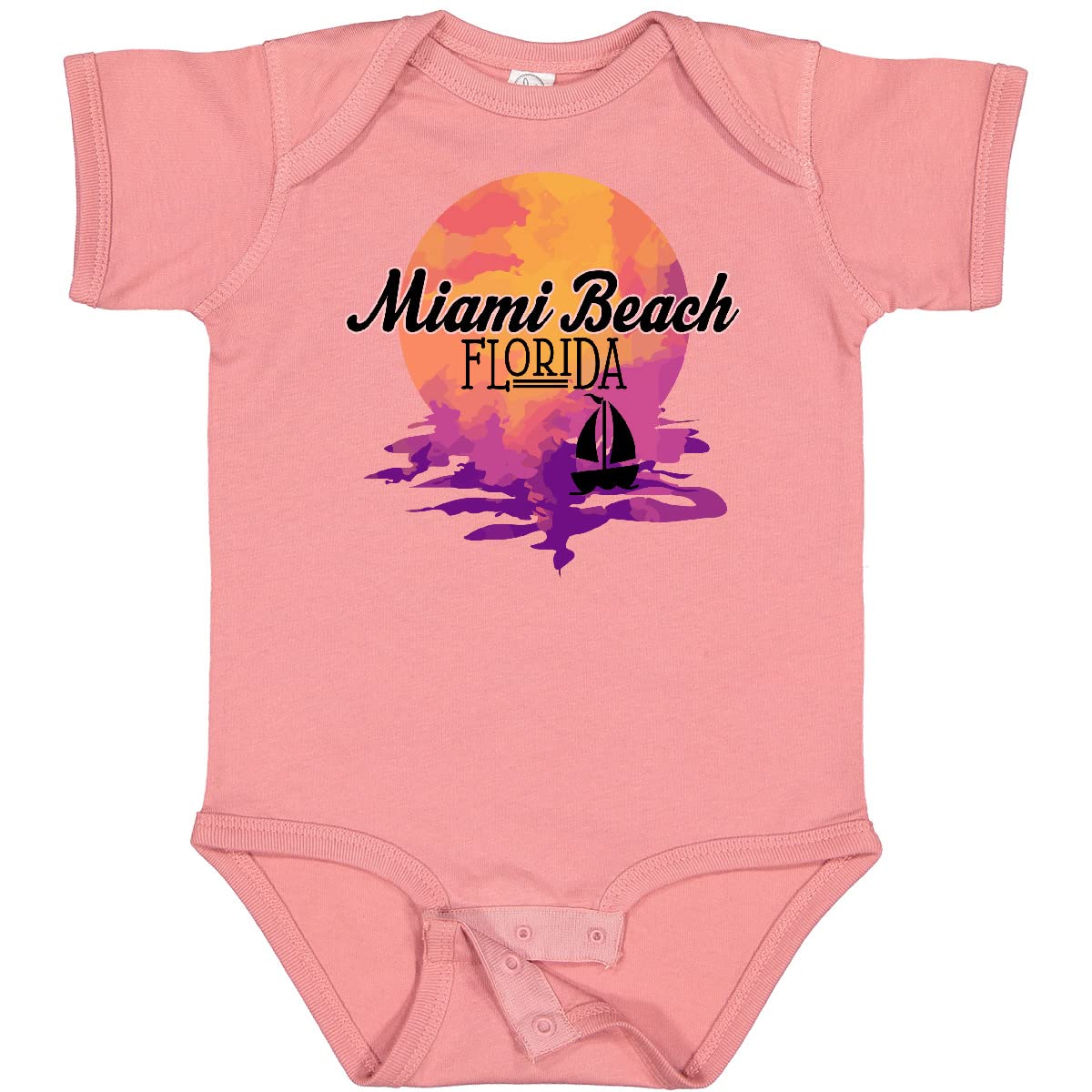 Inktastic Miami Beach Florida Sunset Vacation Baby Bodysuit - Soft Cotton Onesie for Newborns & Infants - Perfect for Beach Trips, Family Photos & Casual Outings