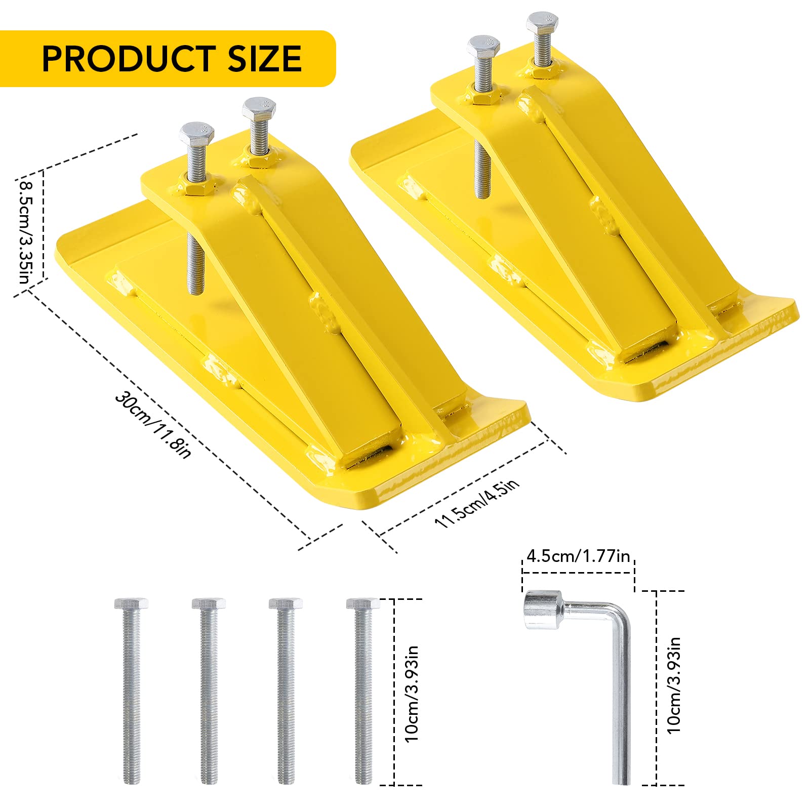 GARVEE 2-Pack Yellow Tractor Bucket Edge Protectors - Heavy Duty Skid & Turf Guards for Snow Plow & Landscaping Equipment - Fits Most Tractor Loaders & Buckets