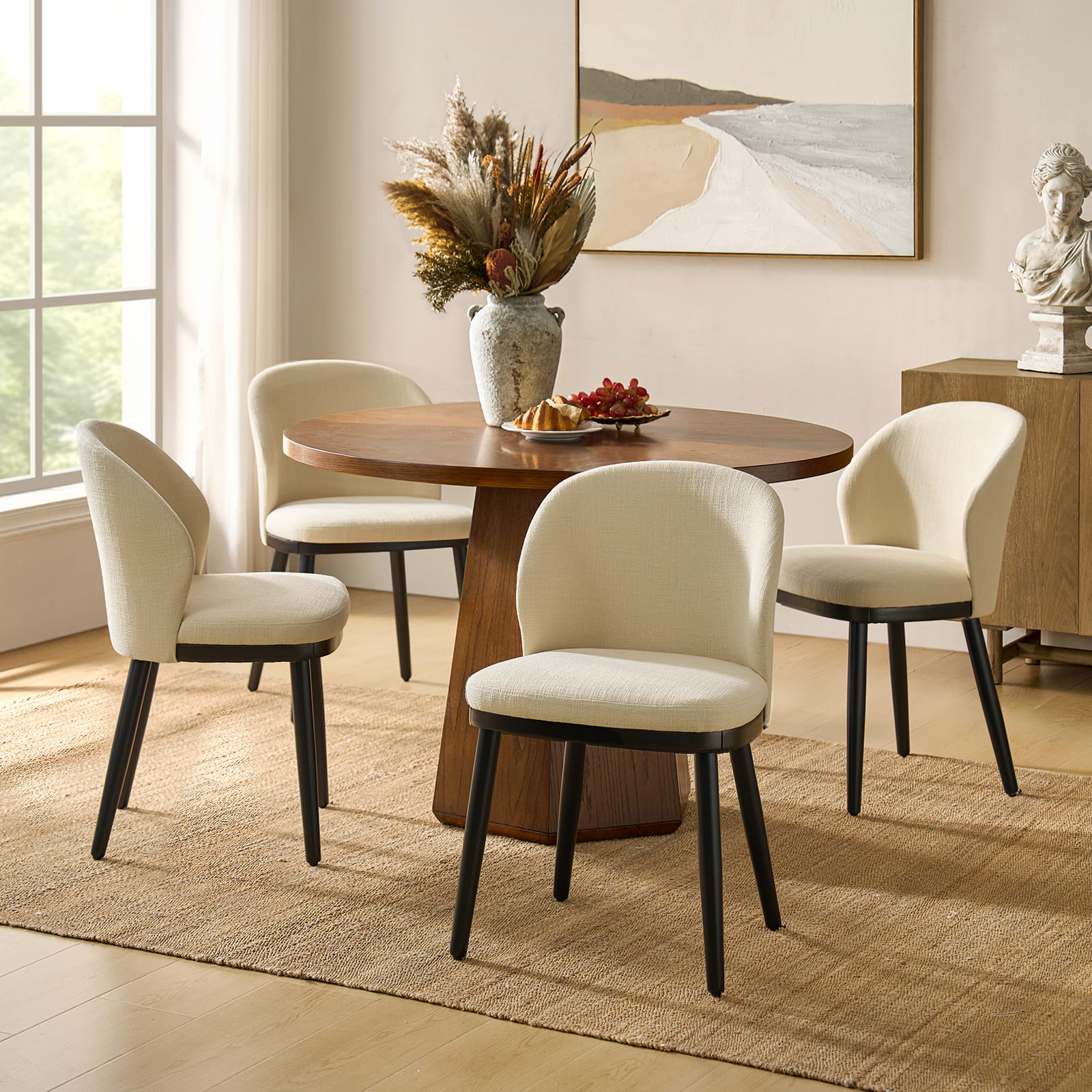 Premium Alrun Dining Chairs with Lumbar Support - Set of 2/4/6 - Modern Comfortable Kitchen & Dining Room Furniture for Home & Restaurant Use