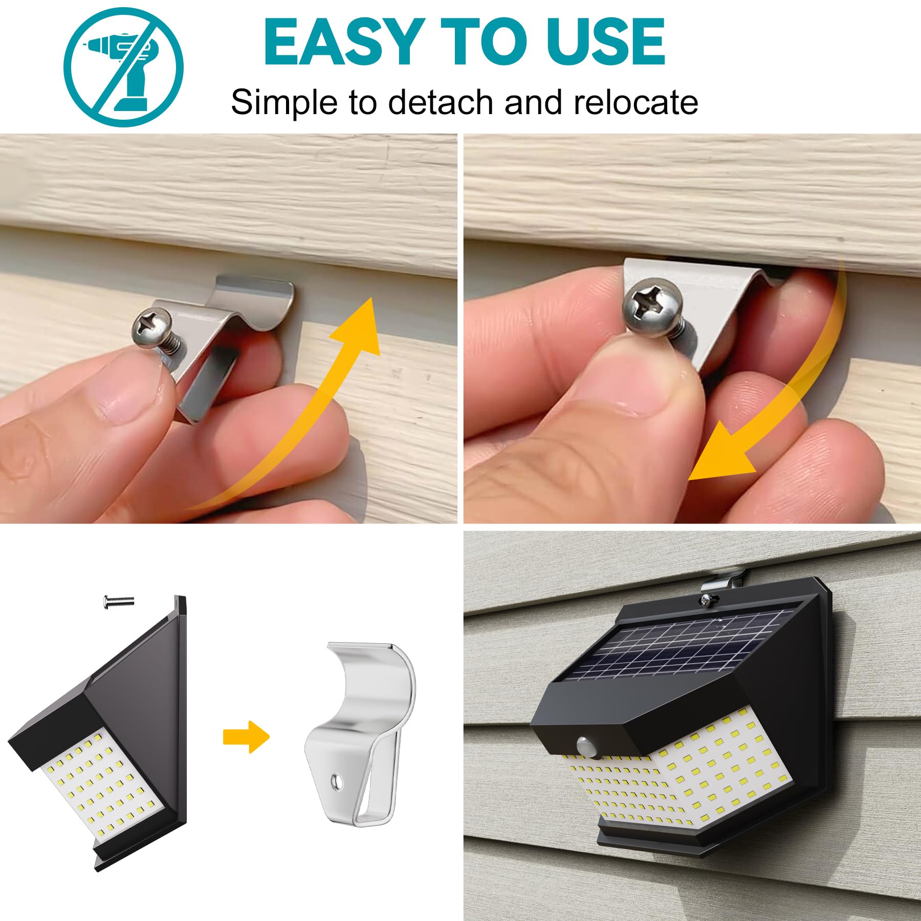 HUXOR 10 Pack Vinyl Siding Hooks for Solar Outdoor Lights - Heavy Duty Clips for Hanging Motion Sensor Solar Security Lights, Solar Powered Wall Lights & String Lights - Perfect for Porch, Garden, Patio & Pathway Lighting