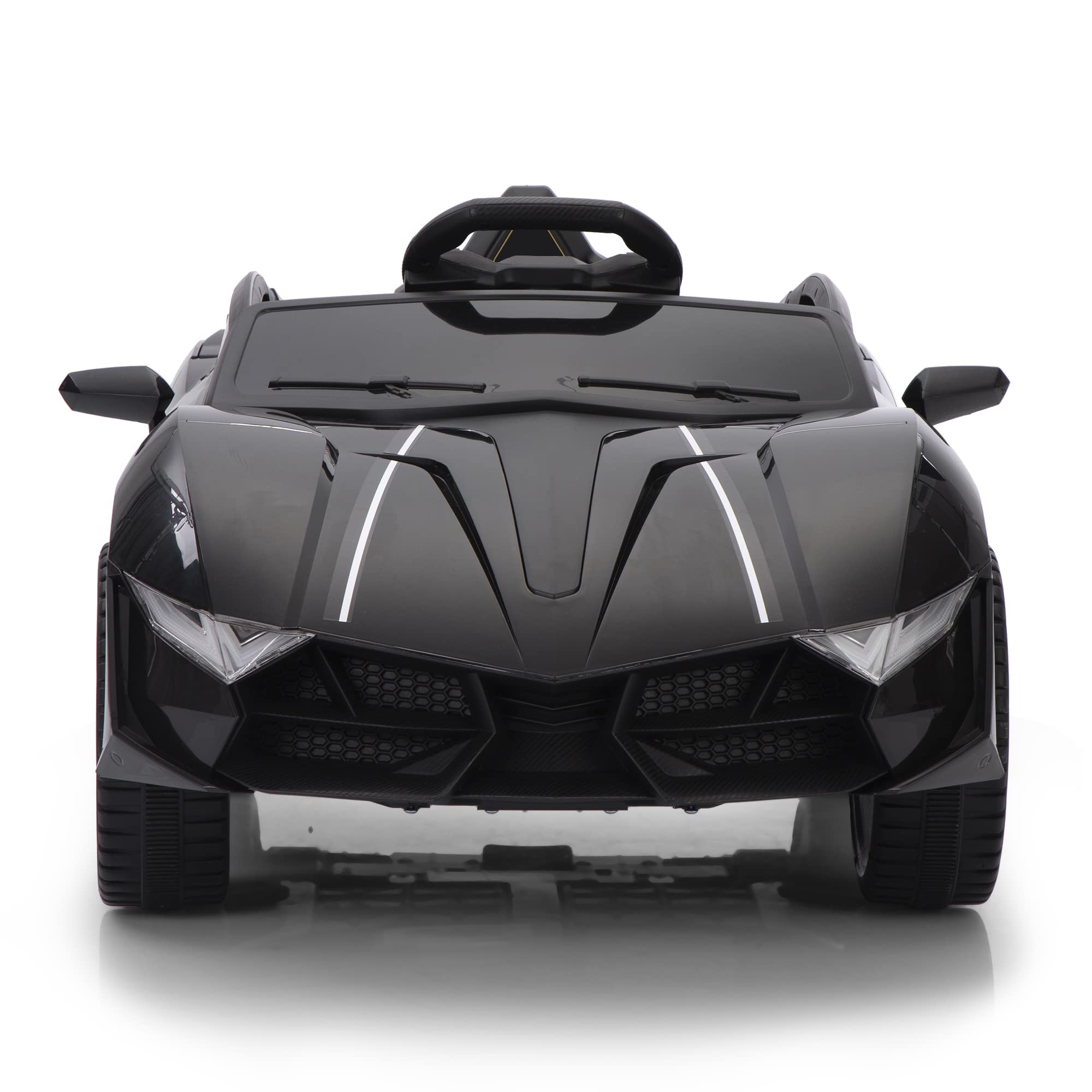 12V Kids Ride On Car - 2.4G Remote Control Electric Vehicle with LED Lights & Music | Battery Powered Toy Car for Boys & Girls Ages 3-6 | Indoor & Outdoor Play | Birthday Gift for Toddlers | Black Sports Style Ride-On Toy
