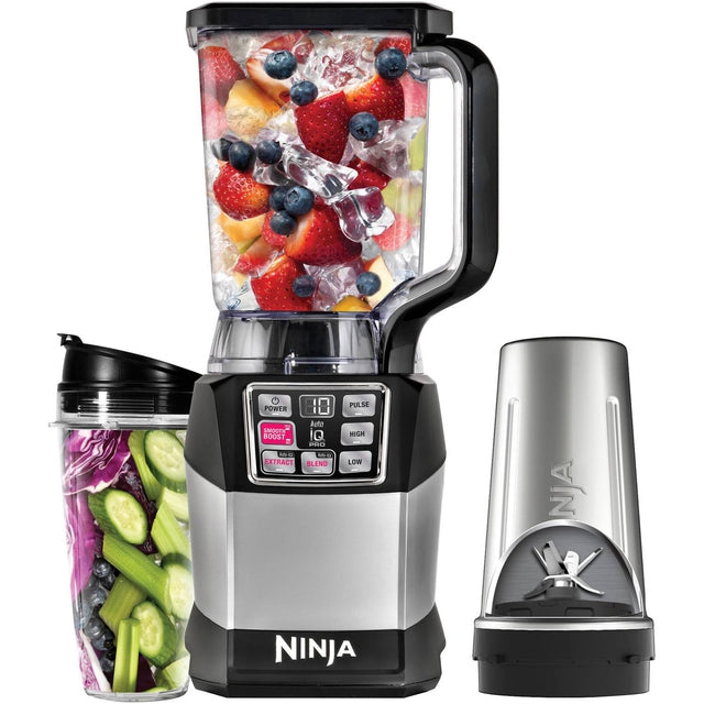 Nutri Ninja Auto iQ Compact Blender System with 2 Nutri Ninja Cups (BL490) - Perfect for Smoothies, Protein Shakes & Meal Prep at Home or Office