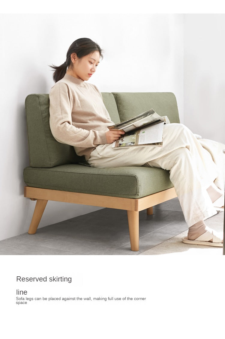 Premium Beech Solid Wood Upholstered Sofa - Comfortable & Durable Living Room Furniture for Relaxing & Entertaining