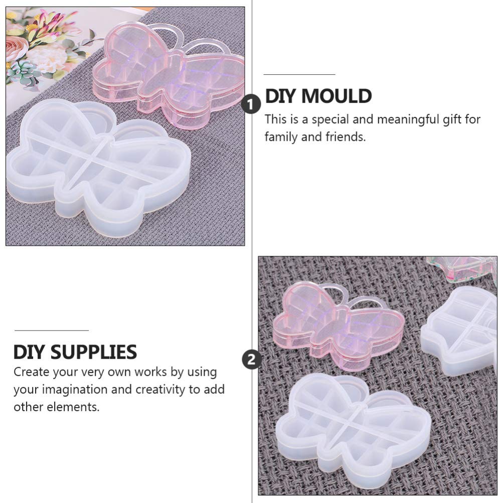 EXCEART Clear Silicone Butterflies Storage Box Mold for Epoxy Resin Casting - Jewelry Box Making Mould Set with Lid - DIY Craft Supplies for Home Decor & Gift Making