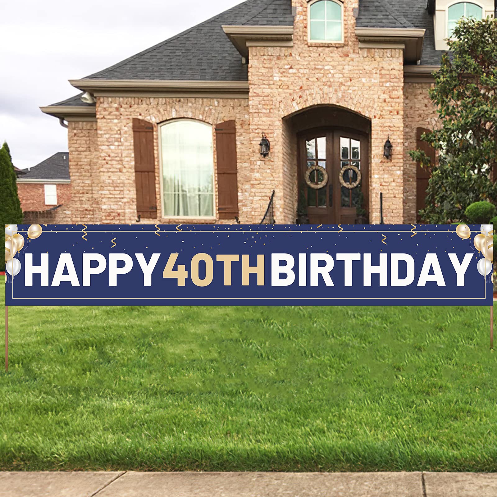 40th Birthday Party Decorations for Men & Women - 118.2x19.7 Inch Blue Happy Birthday Banner - Perfect for 40th Birthday Celebrations, Milestone Parties & Anniversary Events