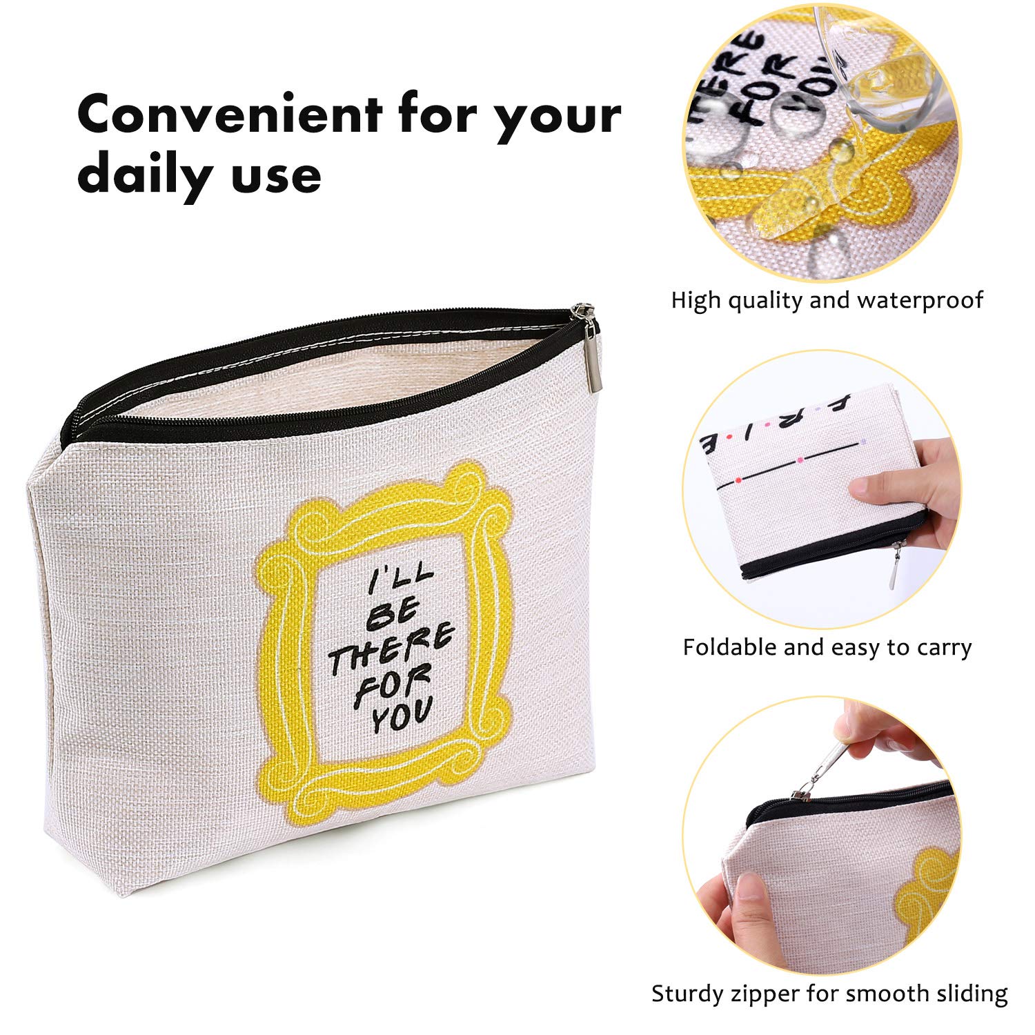 Friends TV Show Makeup Bag - Waterproof Travel Cosmetic Toiletry Bag with Yellow Peephole Frame - Perfect Gift for Friends Fans | Great for Travel, Gym & Daily Organization