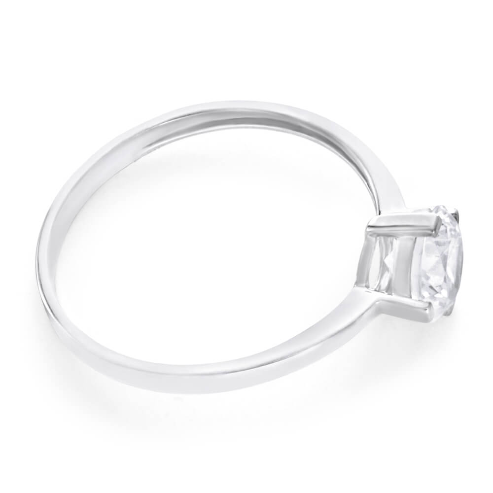 9ct White Gold Cubic Zirconia Round Ring for Women - Elegant Wedding, Engagement & Everyday Jewelry Gift