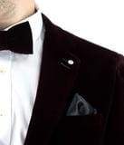 Cavani Sicily Wine Velvet Slim Fit Blazer for Men - Elegant Formal Jacket for Weddings, Parties & Business Events