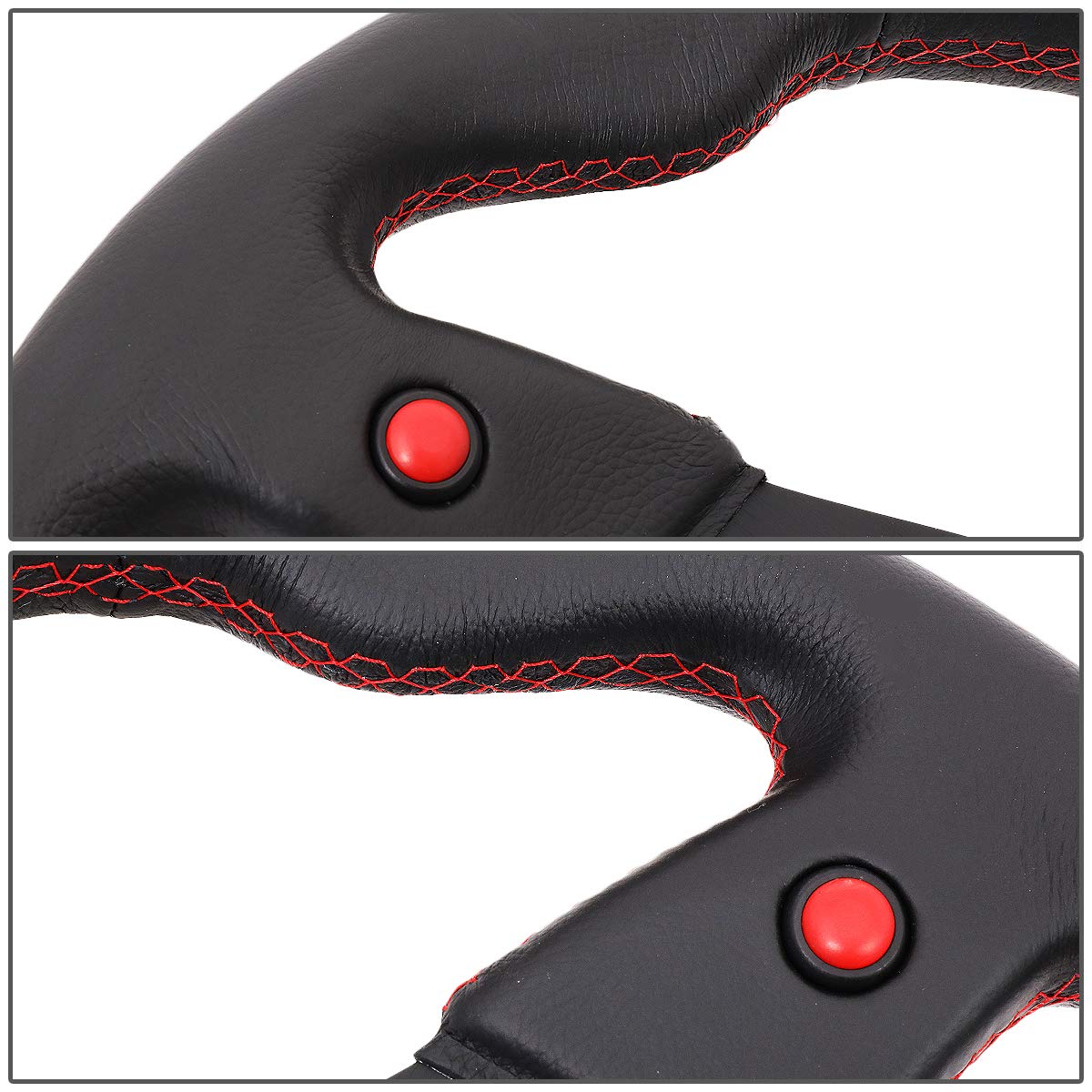 NRG Innovations RST-007R 320mm Leather Grip Racing Steering Wheel with Dual Side Buttons - Universal Fit for Drifting, Track Racing & Car Enthusiasts - Includes Free LED Keychain Flashlight for Night Use