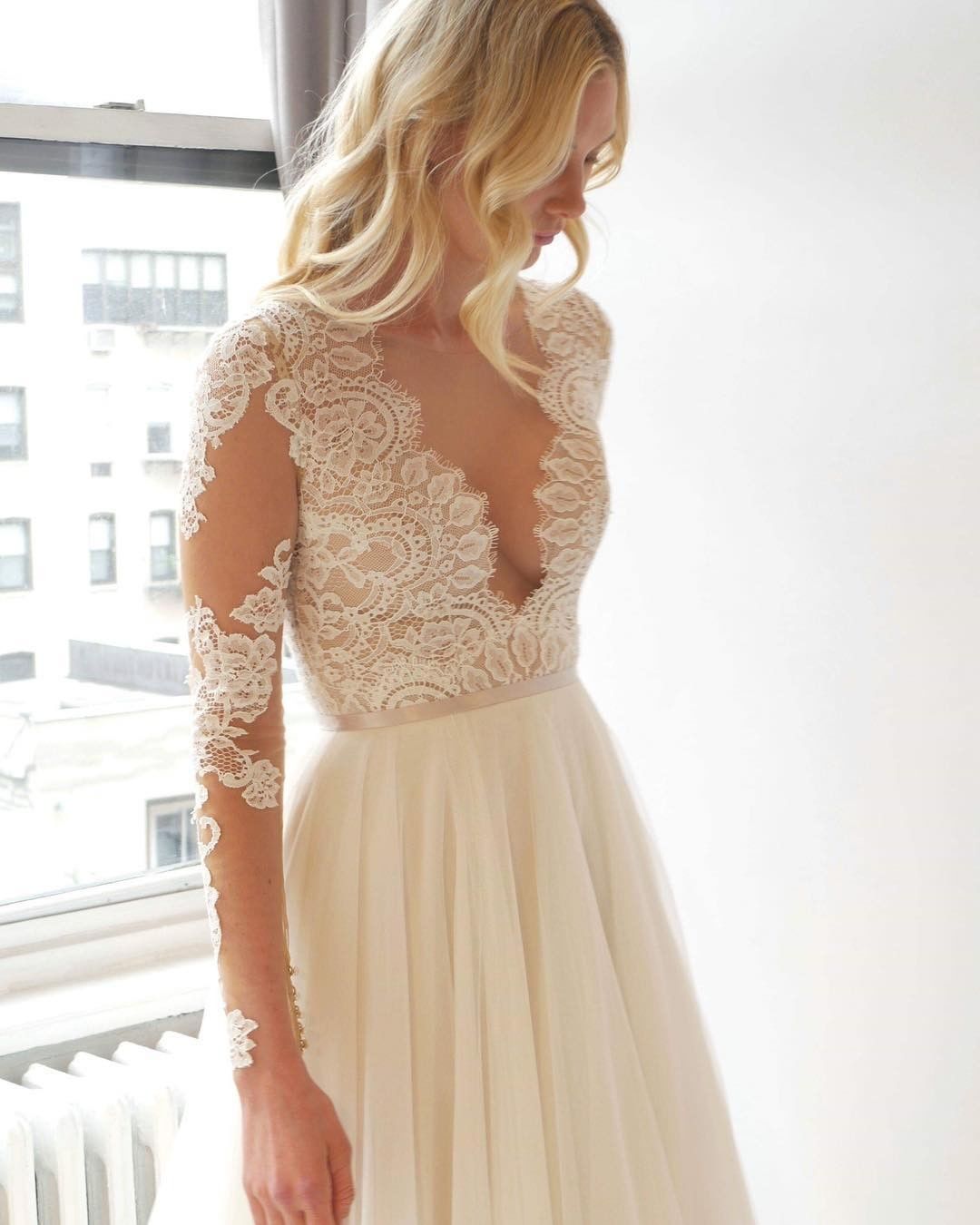 Wtoo Camden 13701 Lace Wedding Dress with Long Sleeves - Elegant A-Line Bridal Gown for Church Ceremony & Formal Wedding Reception