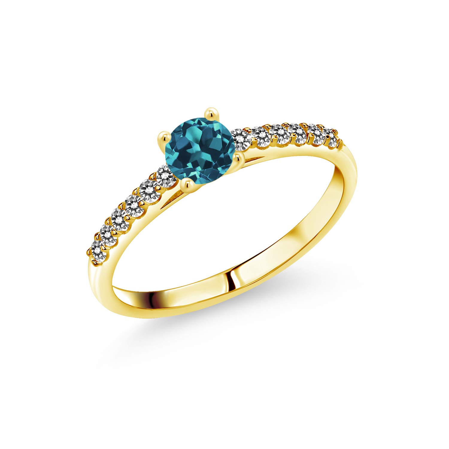 0.90 Ct London Blue Topaz & Diamond 10K Yellow Gold Ring for Women - Elegant Wedding, Engagement & Anniversary Jewelry Gift