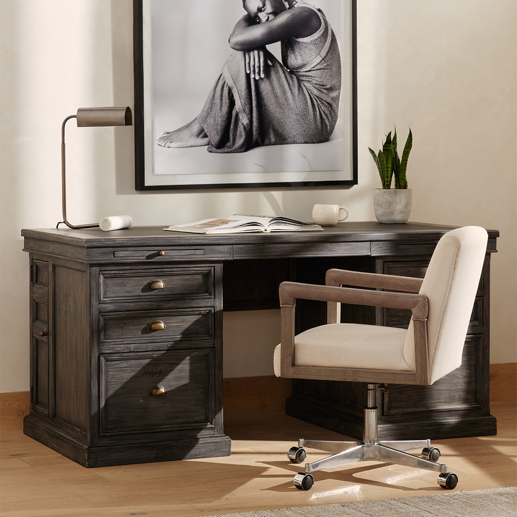 Reuben Ergonomic Office Chair - Harbor Natural Wood Finish - Perfect for Home Office, Study & Workspace