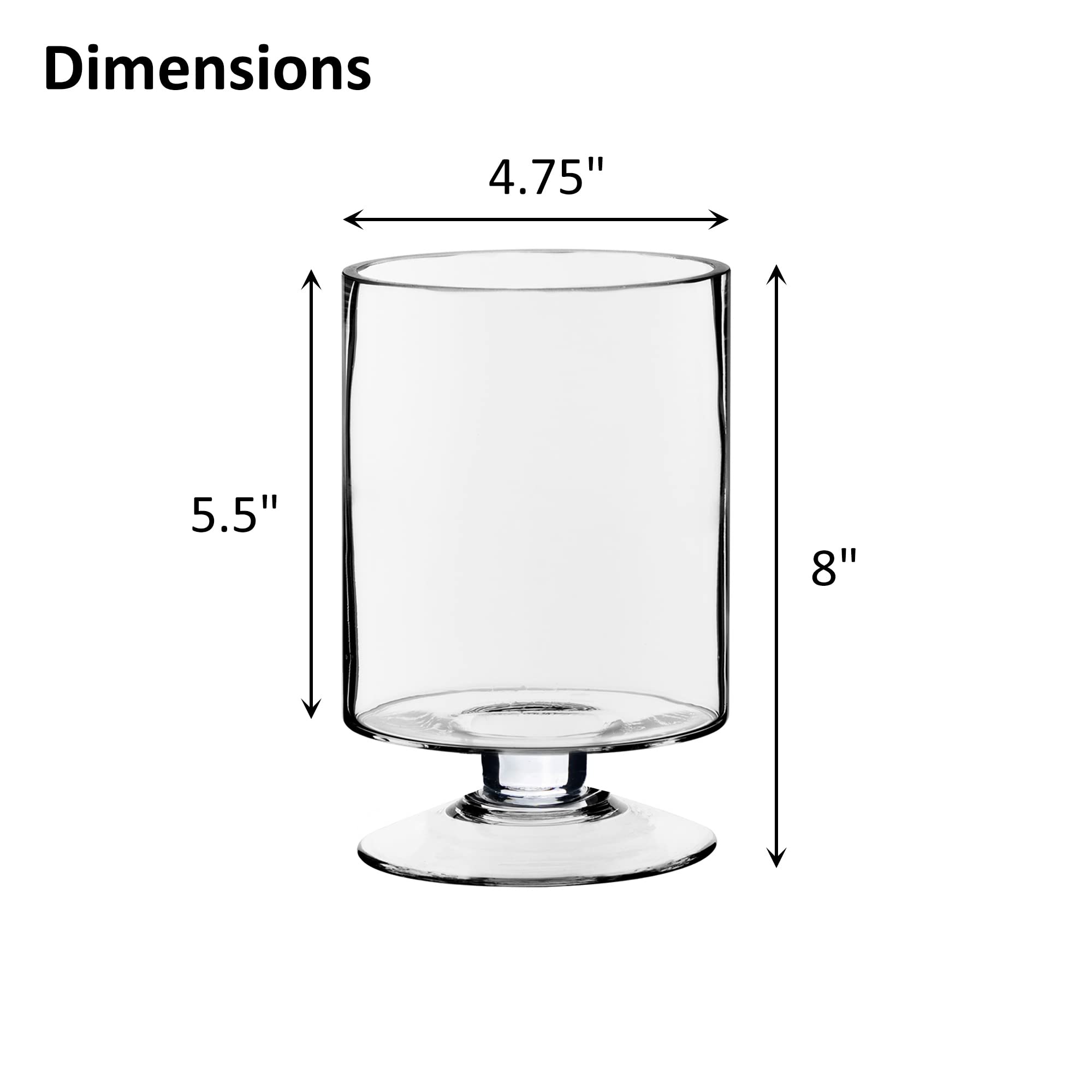 Premium Glass Hurricane Pillar Candle Holders - 8
