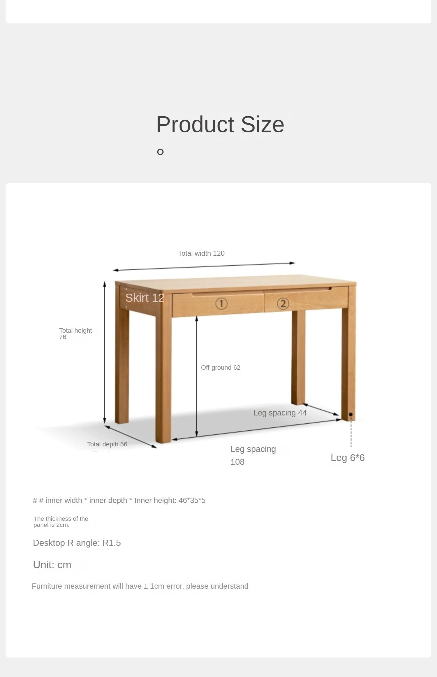 Solid Beech Wood Computer Desk for Home Office - Ergonomic Study Desk with Ample Workspace for Writing, Working & Remote Learning