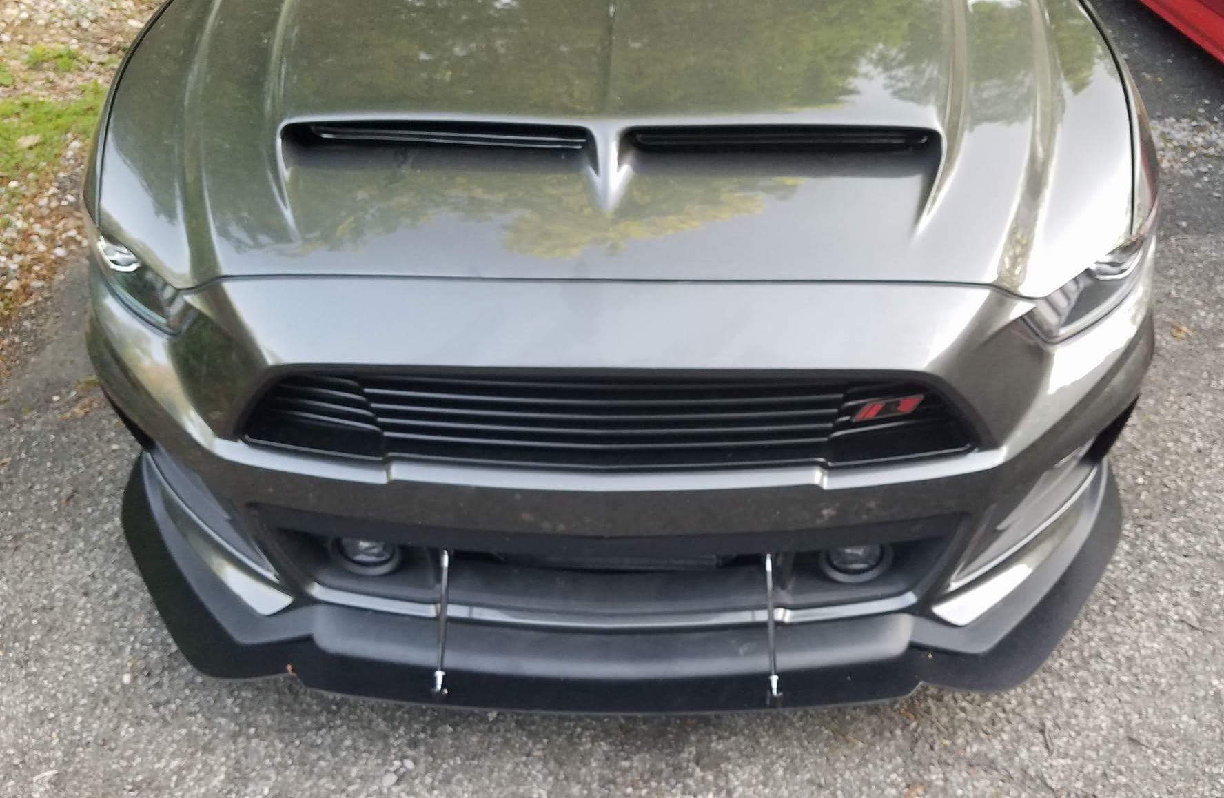 2015-2017 Mustang Front Chin Splitter with 2 Support Rods - Compatible with Roush Bumpers | Aggressive Styling & Enhanced Aerodynamics for Street & Track Performance