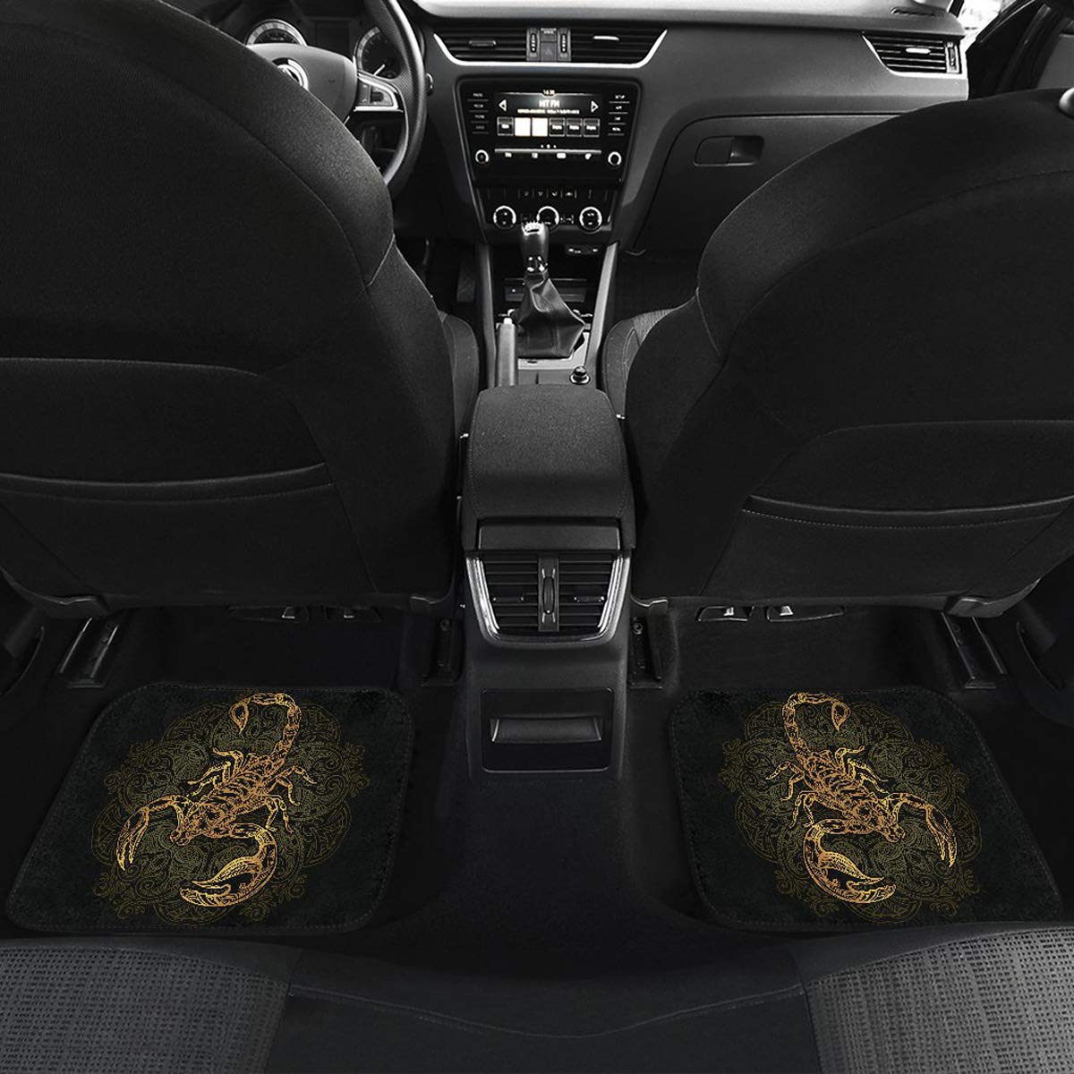 Premium Scorpio Zodiac Car Floor Mats - Custom Front & Back Seat Mats for Scorpio Sign Lovers - Durable, Non-Slip Car Accessories for Daily Commute & Road Trips