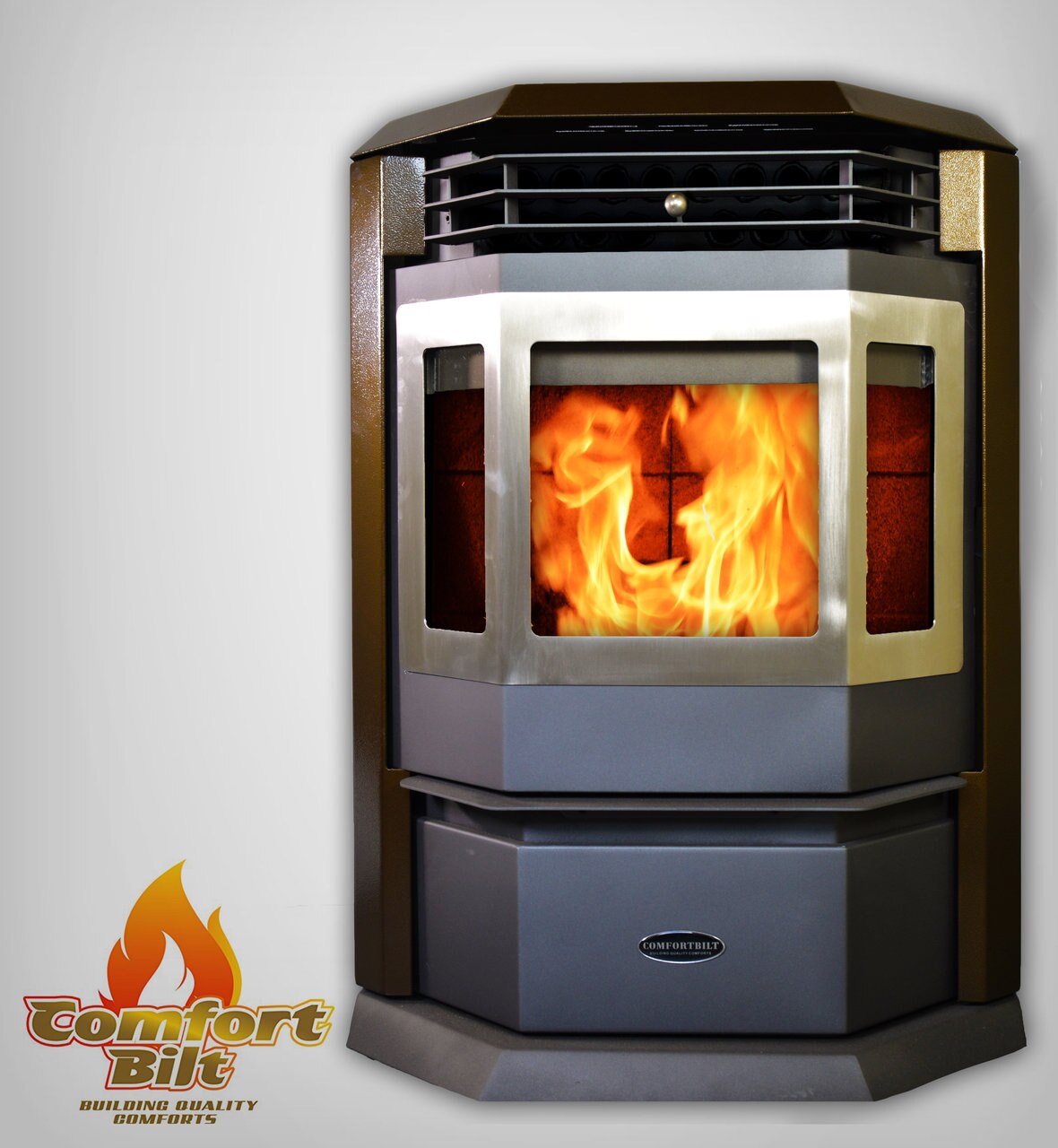 ComfortBilt HP22 SS Pellet Stove - Brown Stainless Steel Heating Stove for Home, Cabin & RV | Efficient Wood Pellet Burner for Winter Warmth