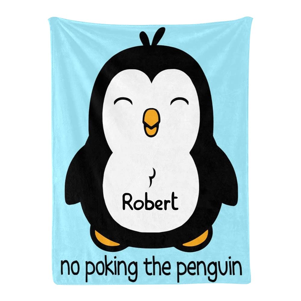 Custom Personalized Cute Penguin Baby Blanket - Super Soft Fleece Blanket for Boys & Girls (30x40 Inches) | Perfect for Nursery, Baby Shower Gift & Birthday Present