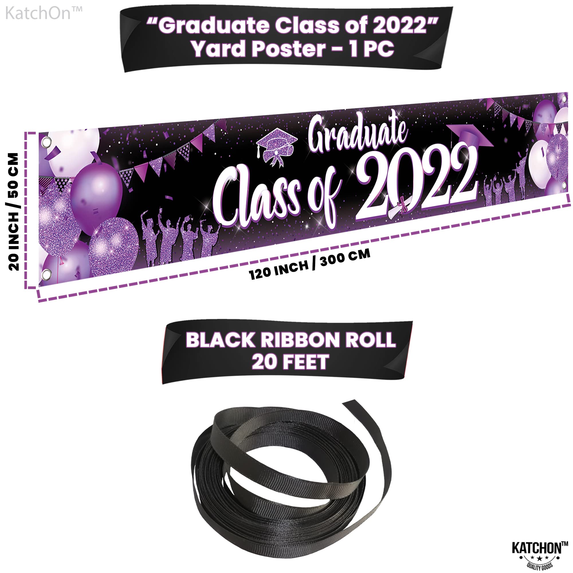 Class of 2022 Graduation Banner - 120x44 Inch Large Purple Yard Sign | Outdoor Graduation Party Decorations for Backyard, Lawn & School Celebrations | Durable Graduation Decor for 2022 Graduates