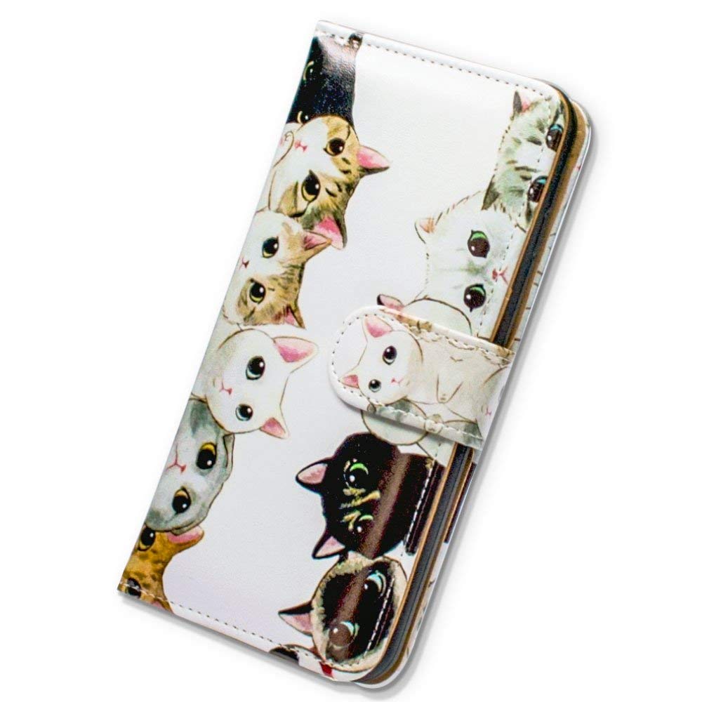 Premium Cute Cats Leather Flip Wallet Case for Samsung Galaxy Note 10 Plus/Note 10+ - White & Black Design with Card Slots & Kickstand | Perfect for Work, Travel & Everyday Protection