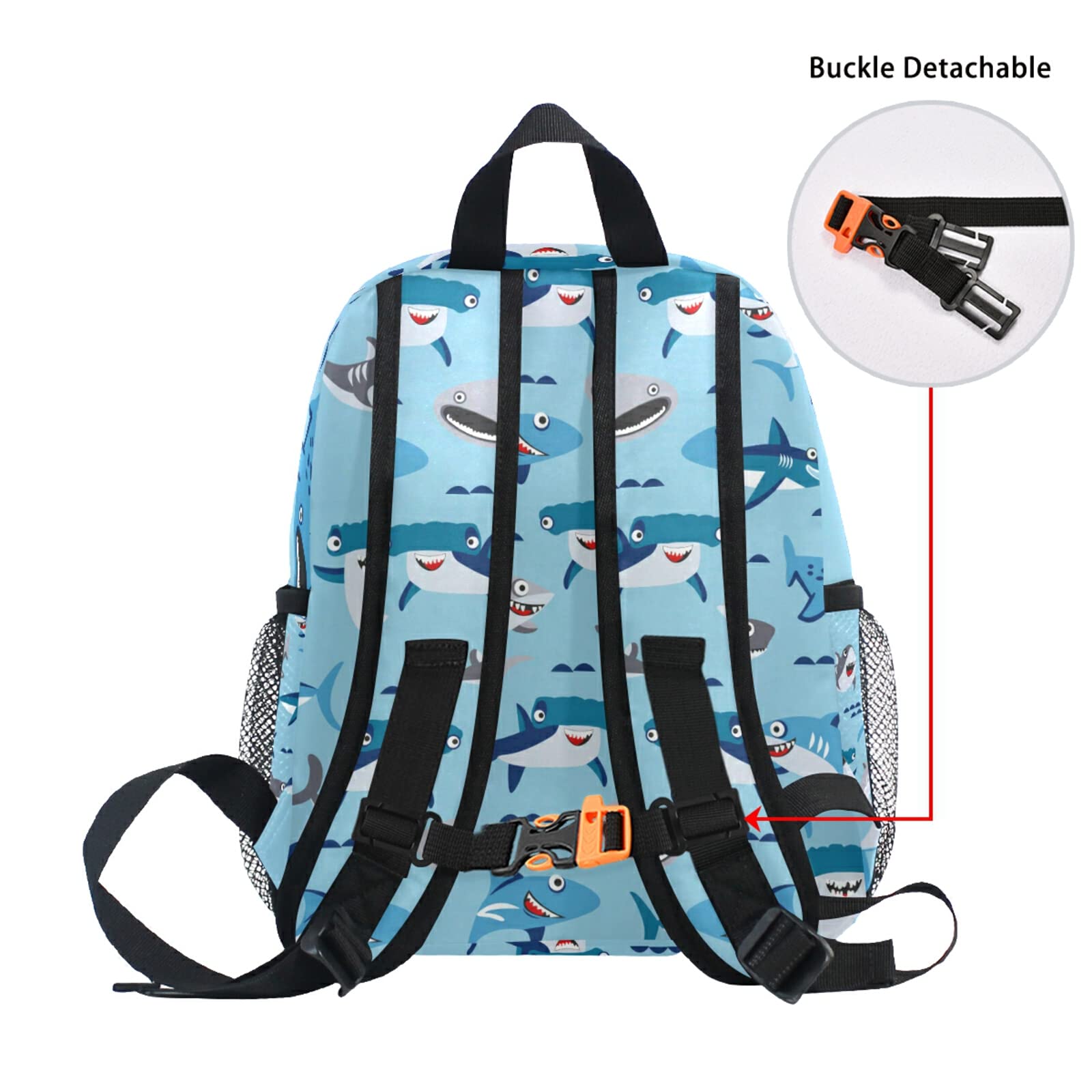 Custom Shark Kids Backpack with Name - Personalized Toddler Backpack for Boys & Girls | Adjustable Chest Strap | Durable Preschool Backpack for School, Travel & Outdoor Adventures