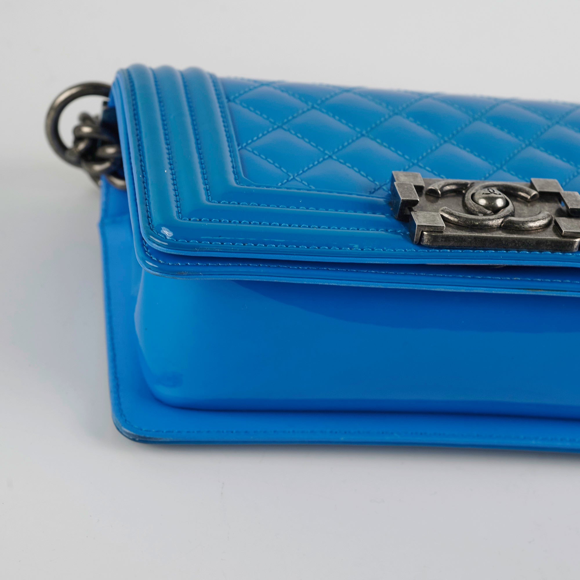 Chanel Small Boy Patent Blue Leather Crossbody Bag - Luxury Handbag for Women, Perfect for Parties, Dating & Everyday Use